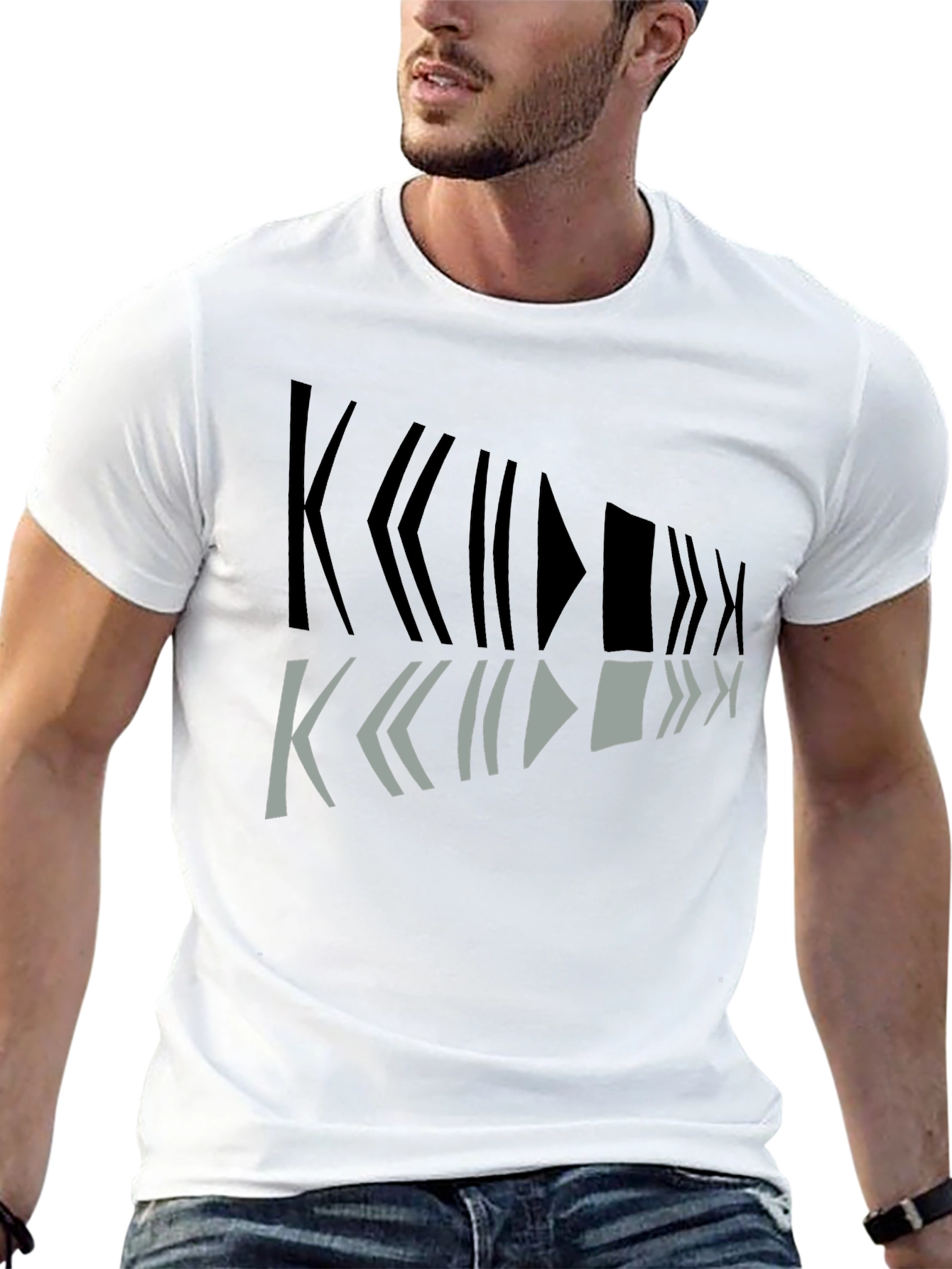 Geometric Graphic Print Mens Black T-Shirt