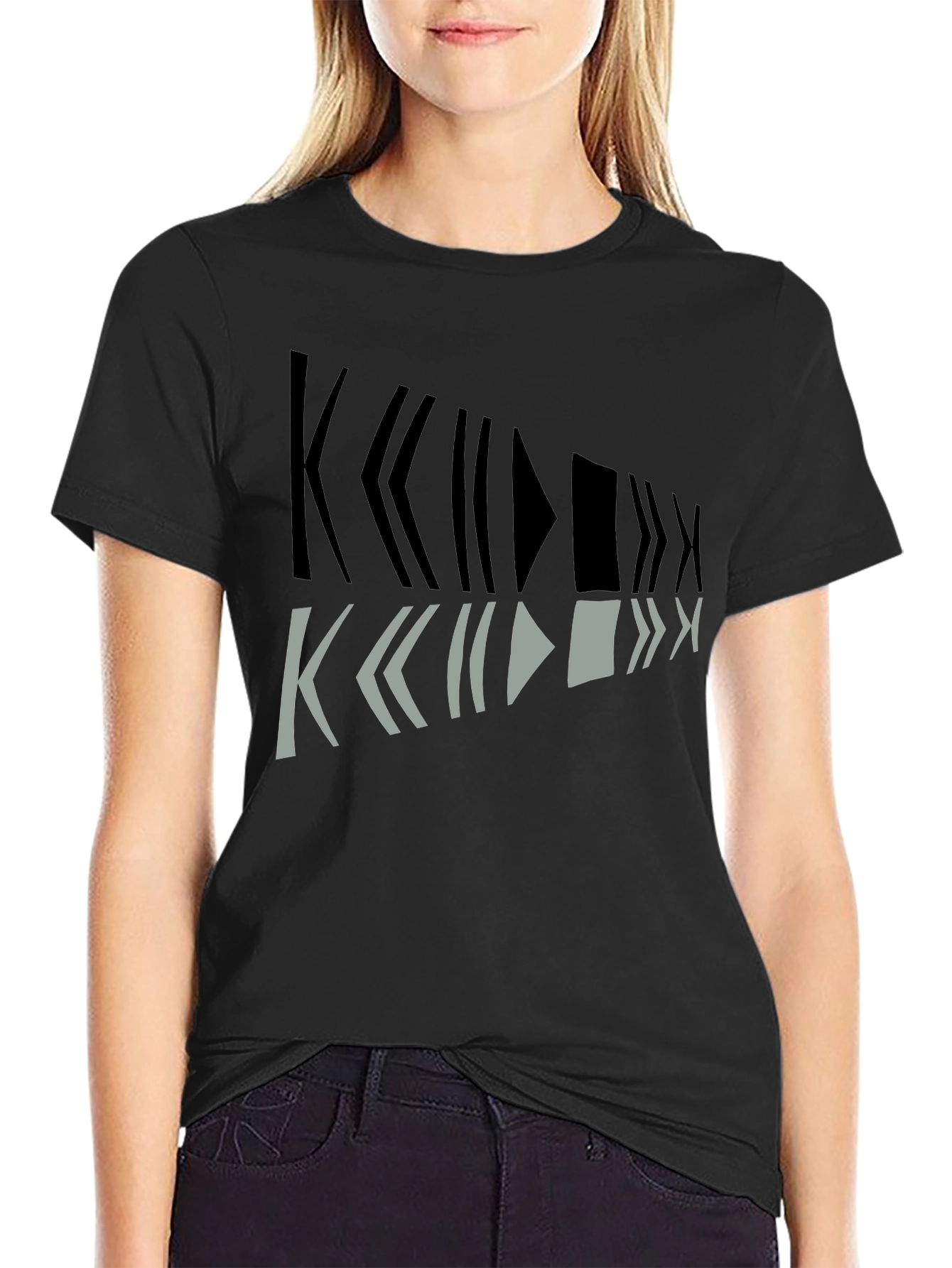 Geometric Graphic Print Mens Black T-Shirt