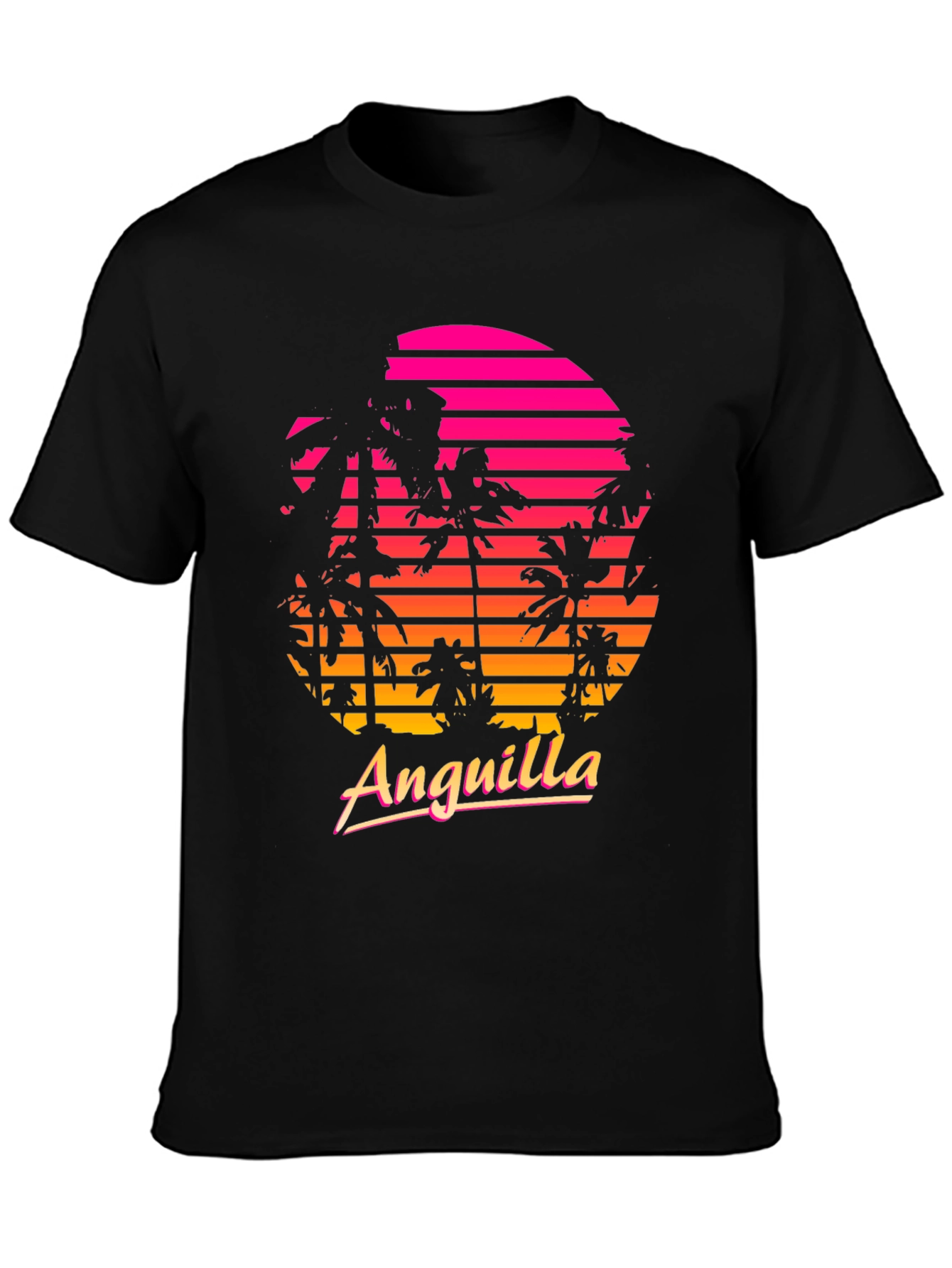 Anguilla Retro Sunset Palm Tree T-Shirt