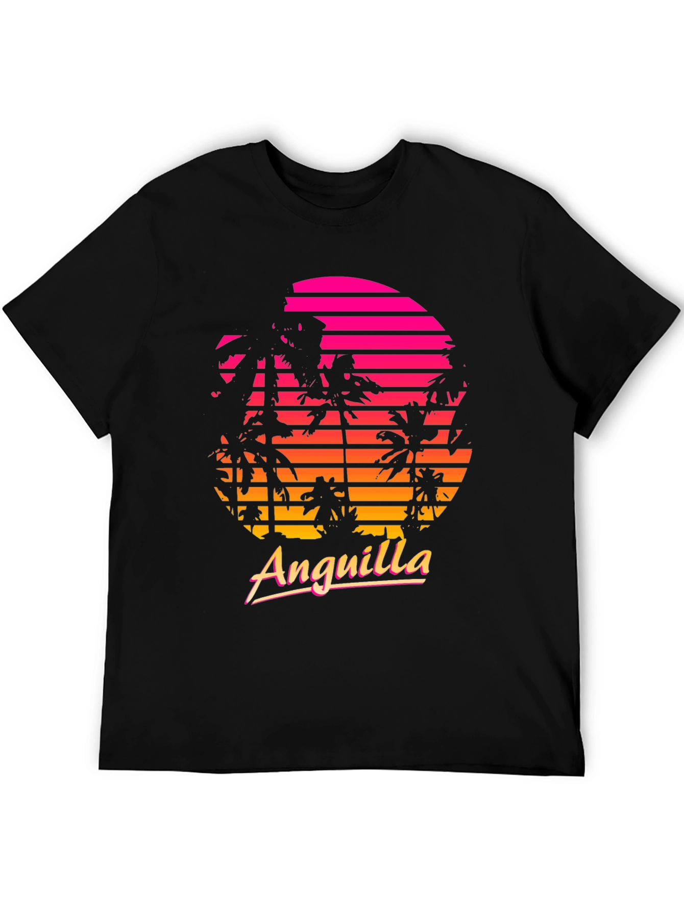 Anguilla Retro Sunset Palm Tree T-Shirt