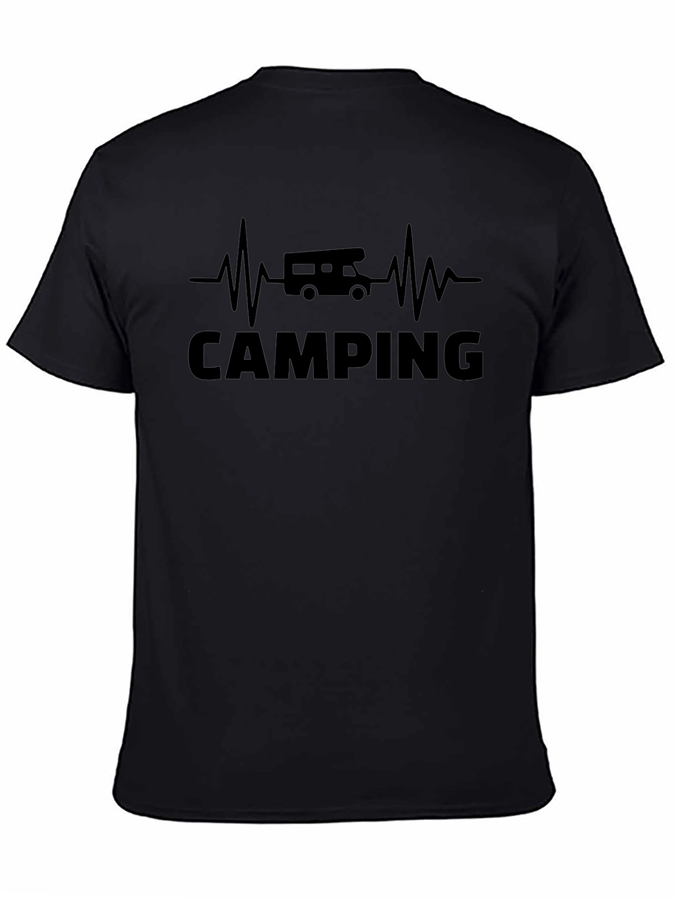 Camping Heartbeat T-Shirt - Black Graphic Tee