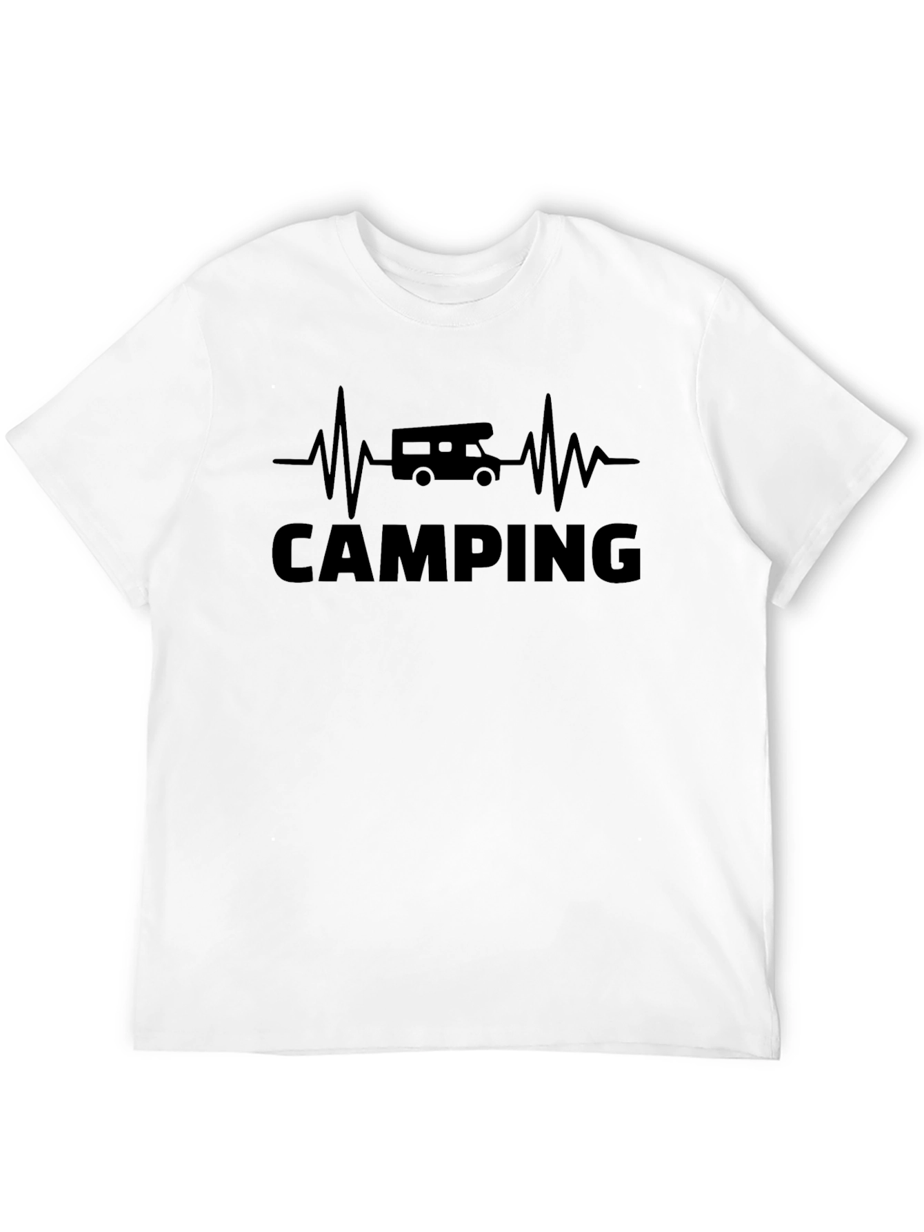 Camping Heartbeat T-Shirt - Black Graphic Tee