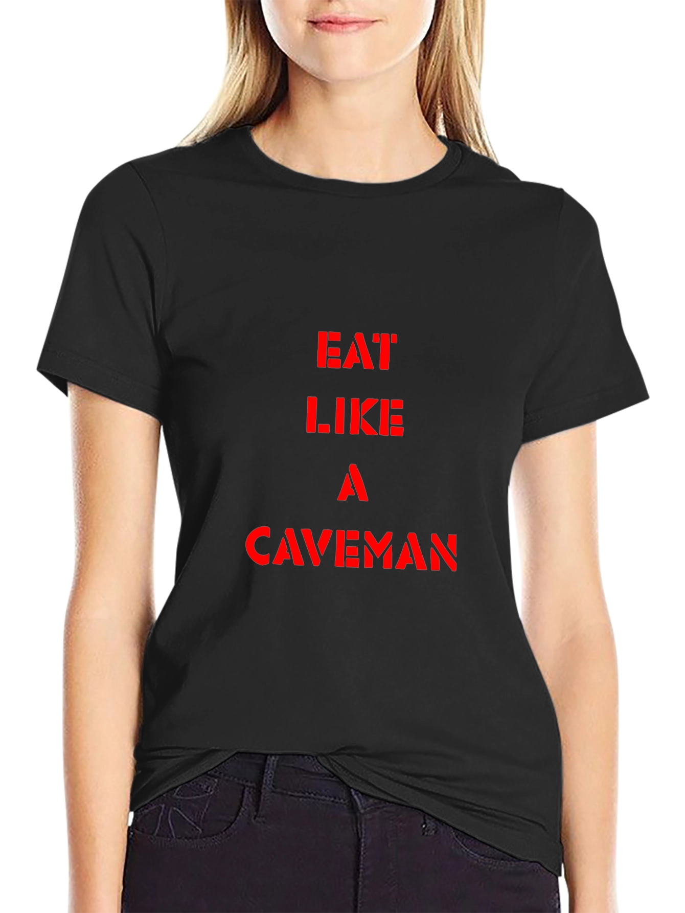 Eat Like a Caveman Black Graphic Tee