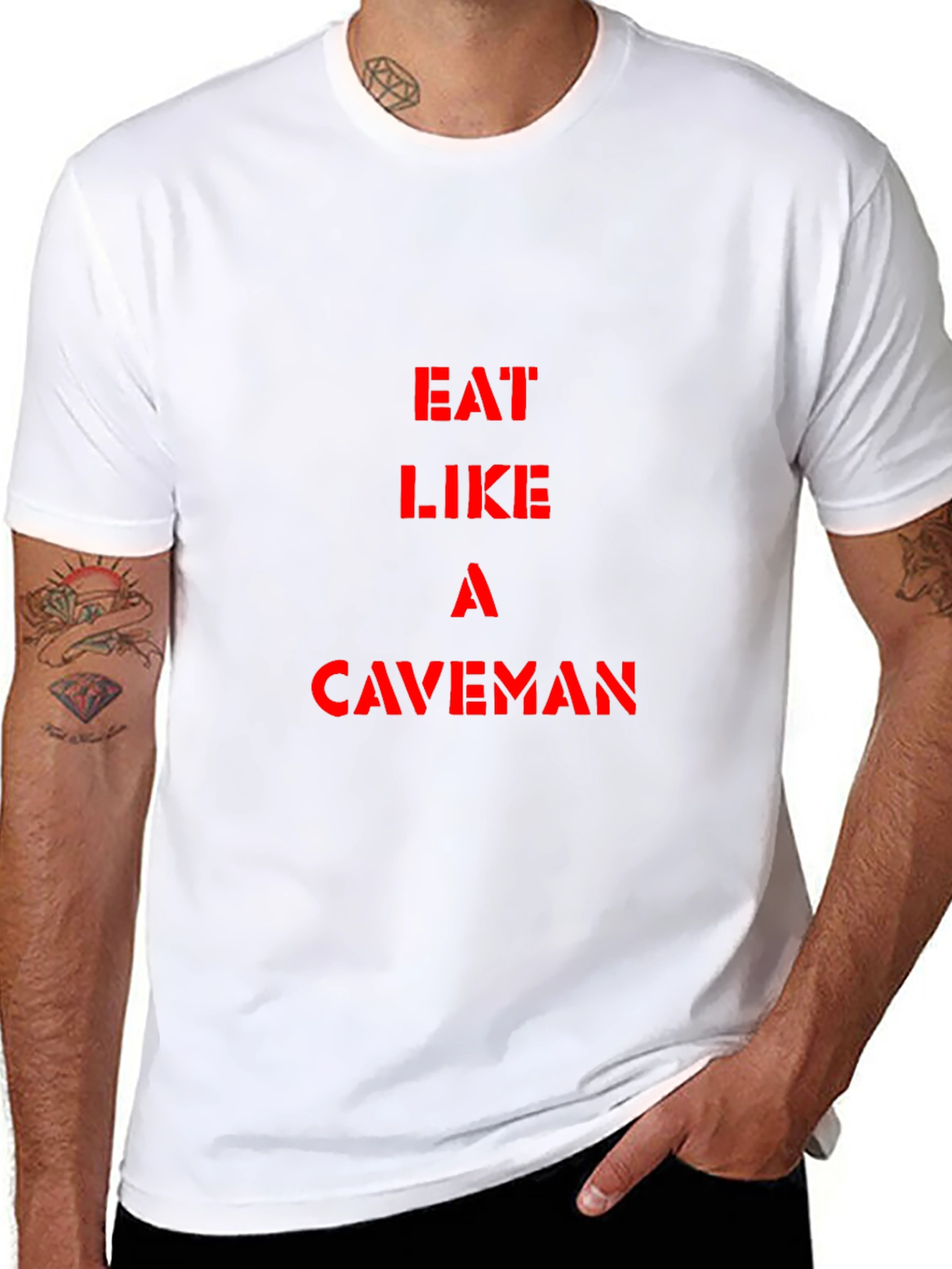 Eat Like a Caveman Black Graphic Tee