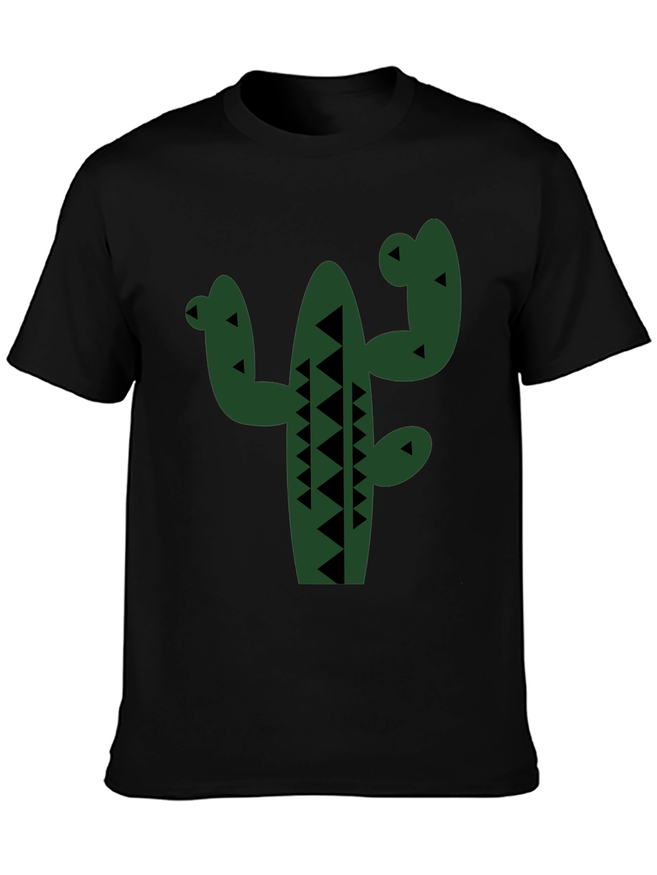 Cactus Graphic Tee - Black Cotton T-Shirt