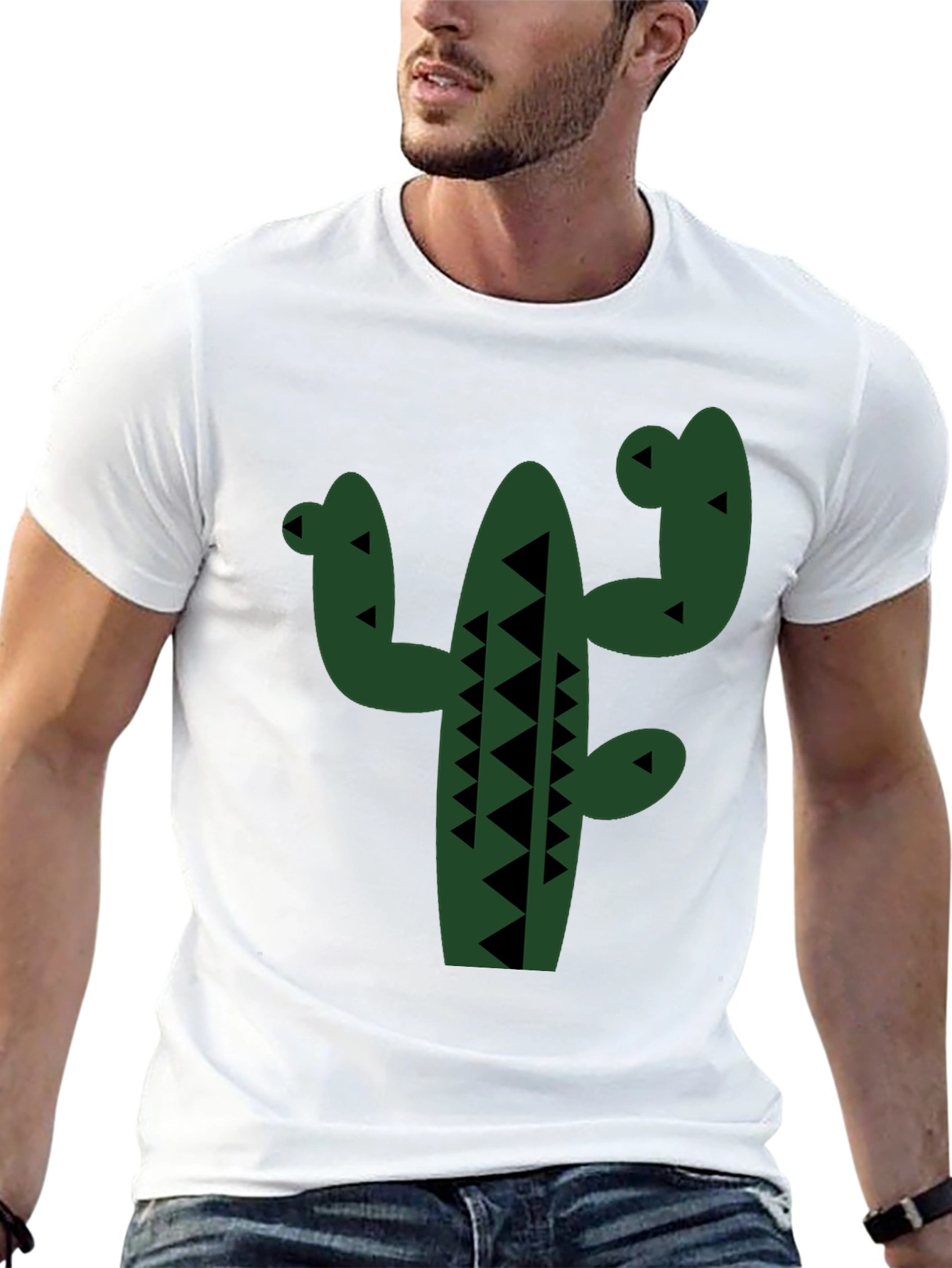 Cactus Graphic Tee - Black Cotton T-Shirt
