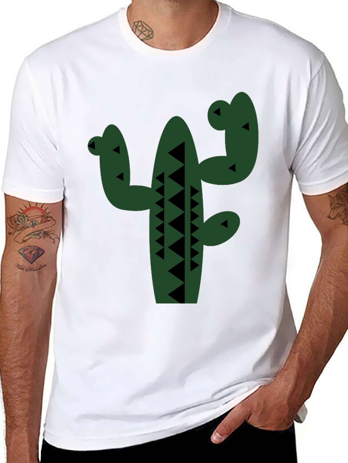 Cactus Graphic Tee - Black Cotton T-Shirt
