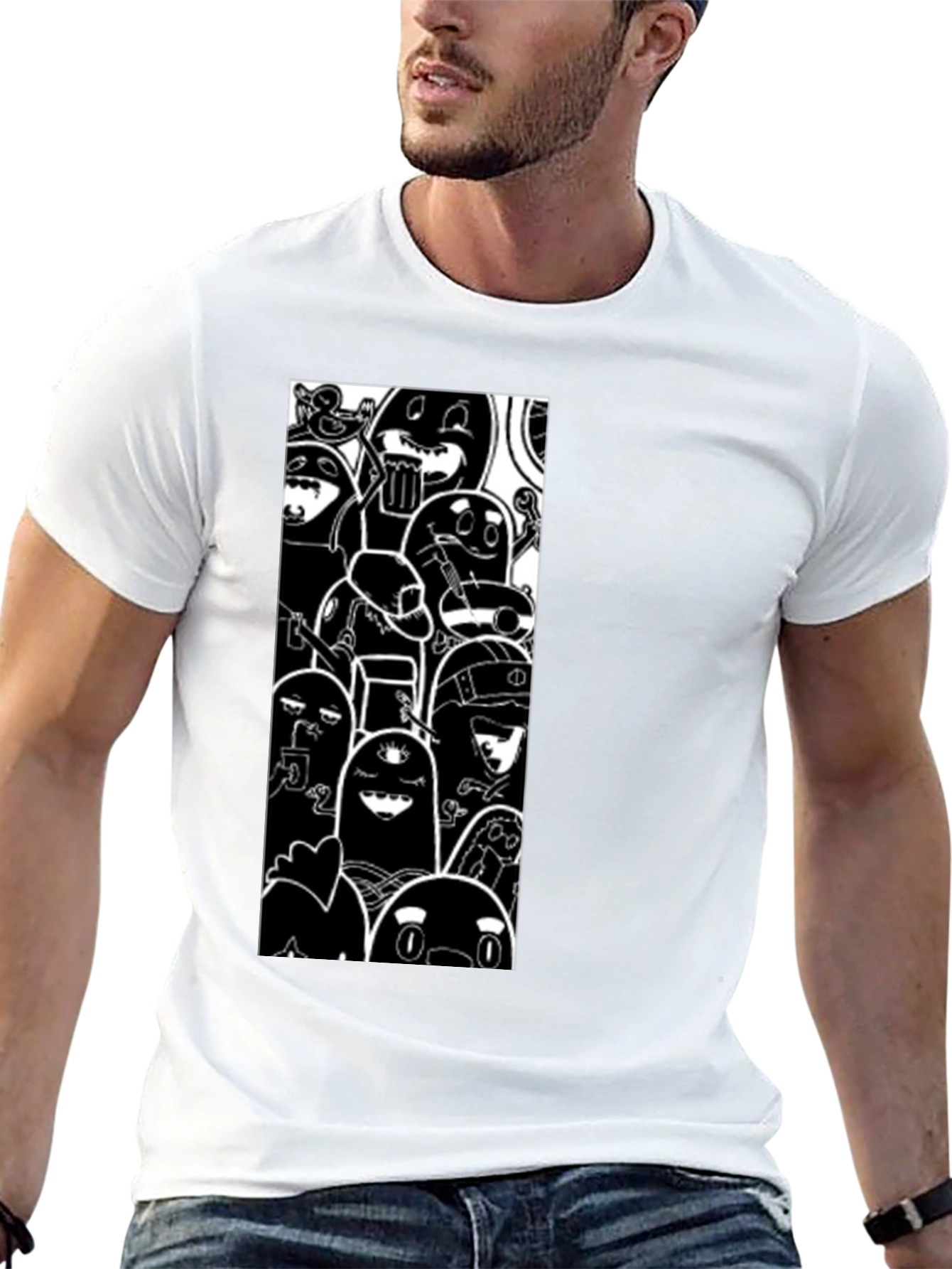 Cartoon Character Graphic Print Black T-Shirt