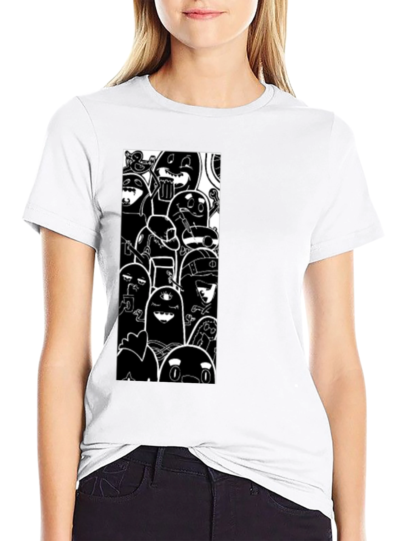 Cartoon Character Graphic Print Black T-Shirt
