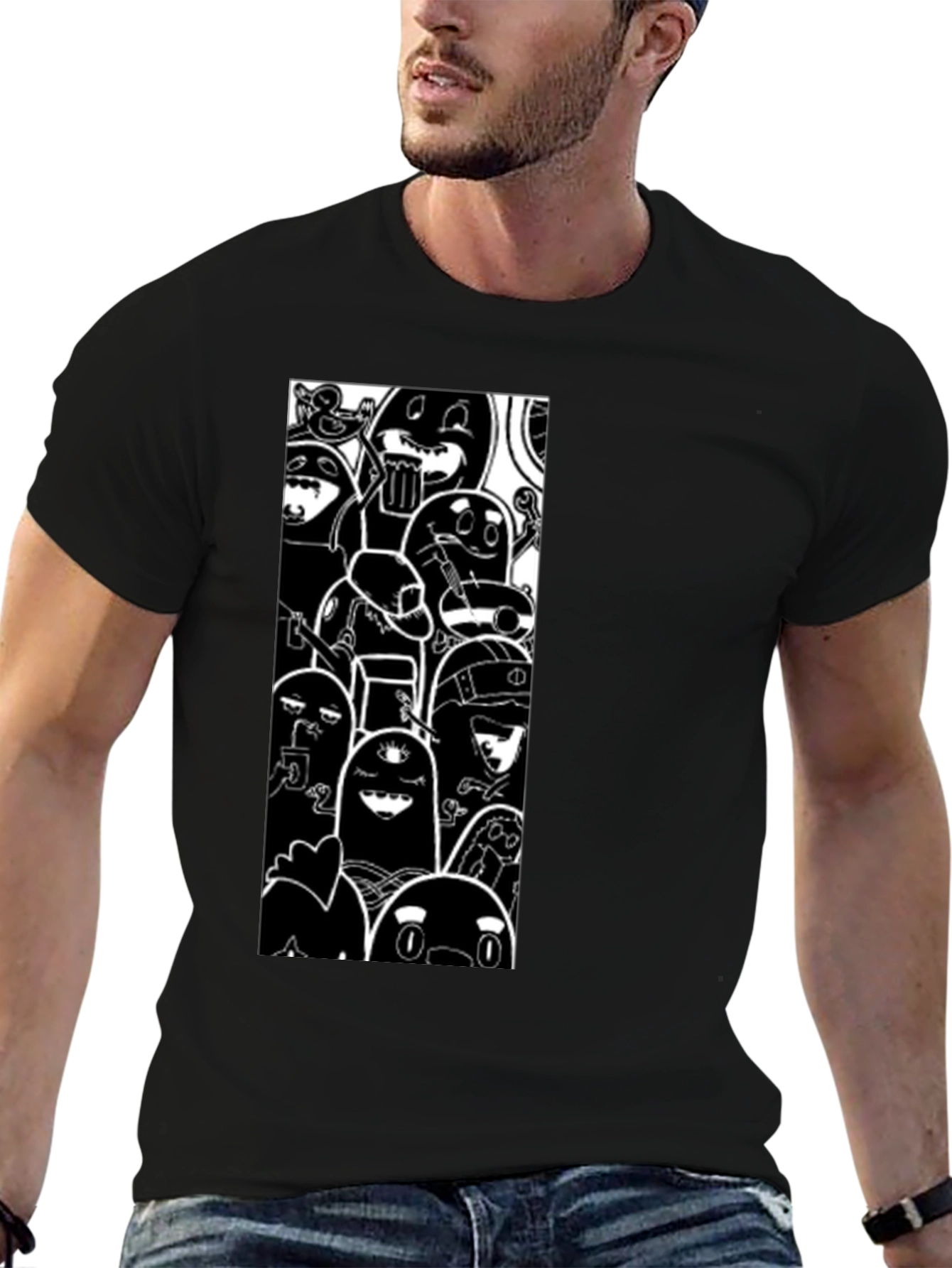 Cartoon Character Graphic Print Black T-Shirt