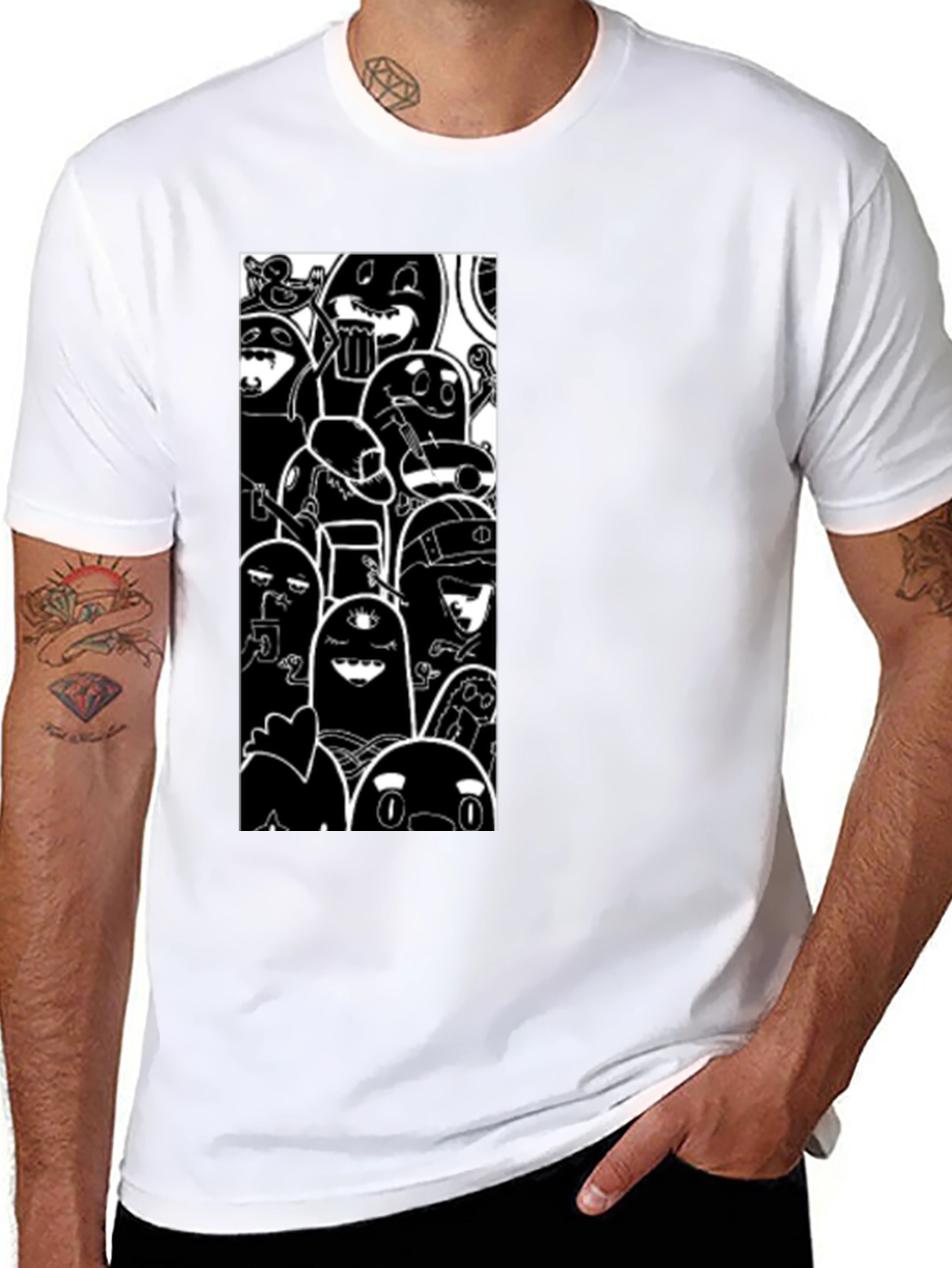 Cartoon Character Graphic Print Black T-Shirt