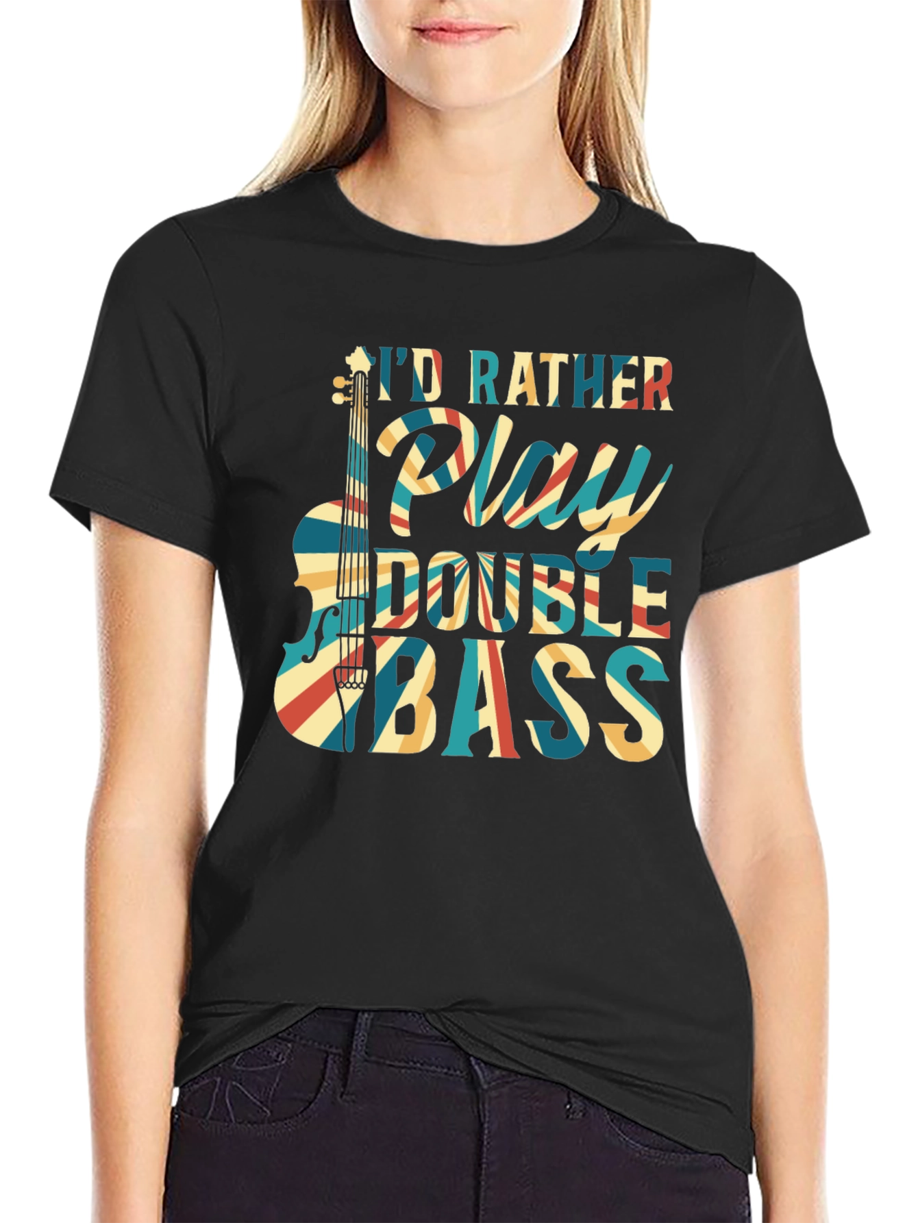 Double Bass Player Black T-Shirt