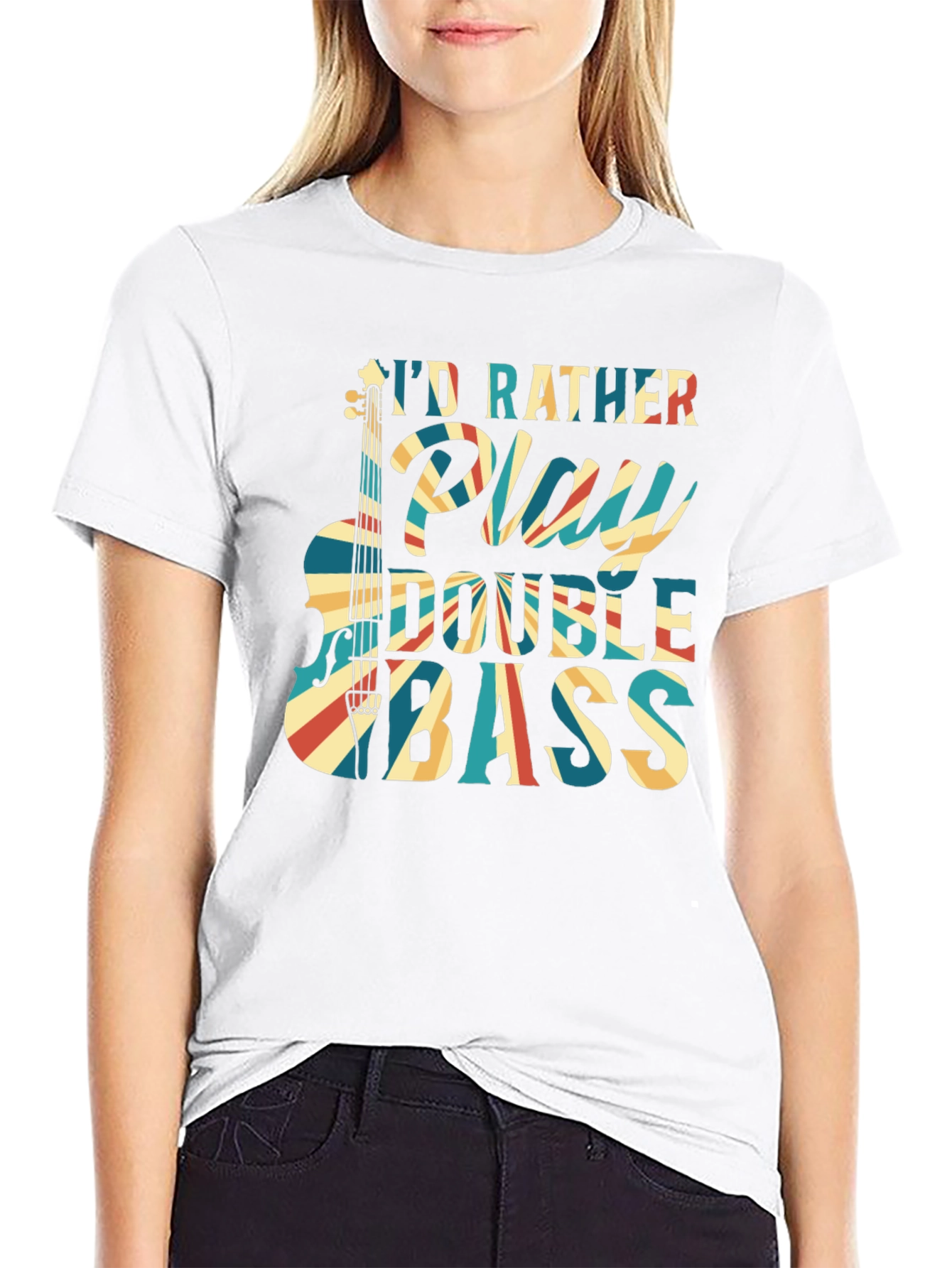 Double Bass Player Black T-Shirt