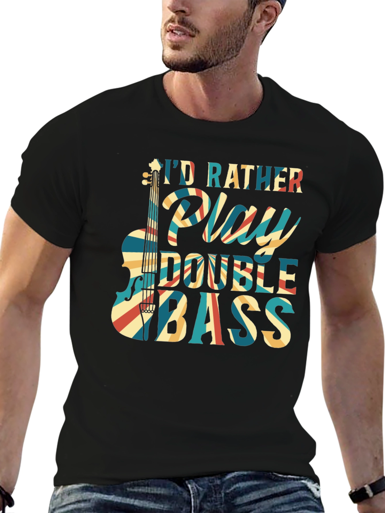 Double Bass Player Black T-Shirt