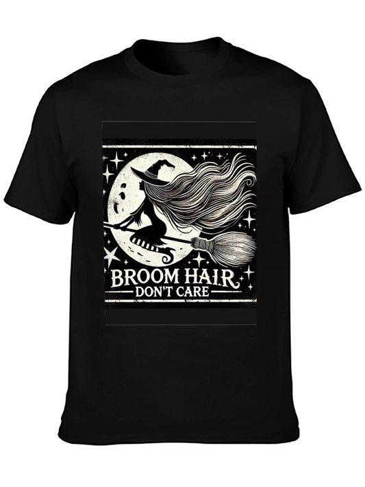 Broom Hair Dont Care Halloween Graphic T-Shirt