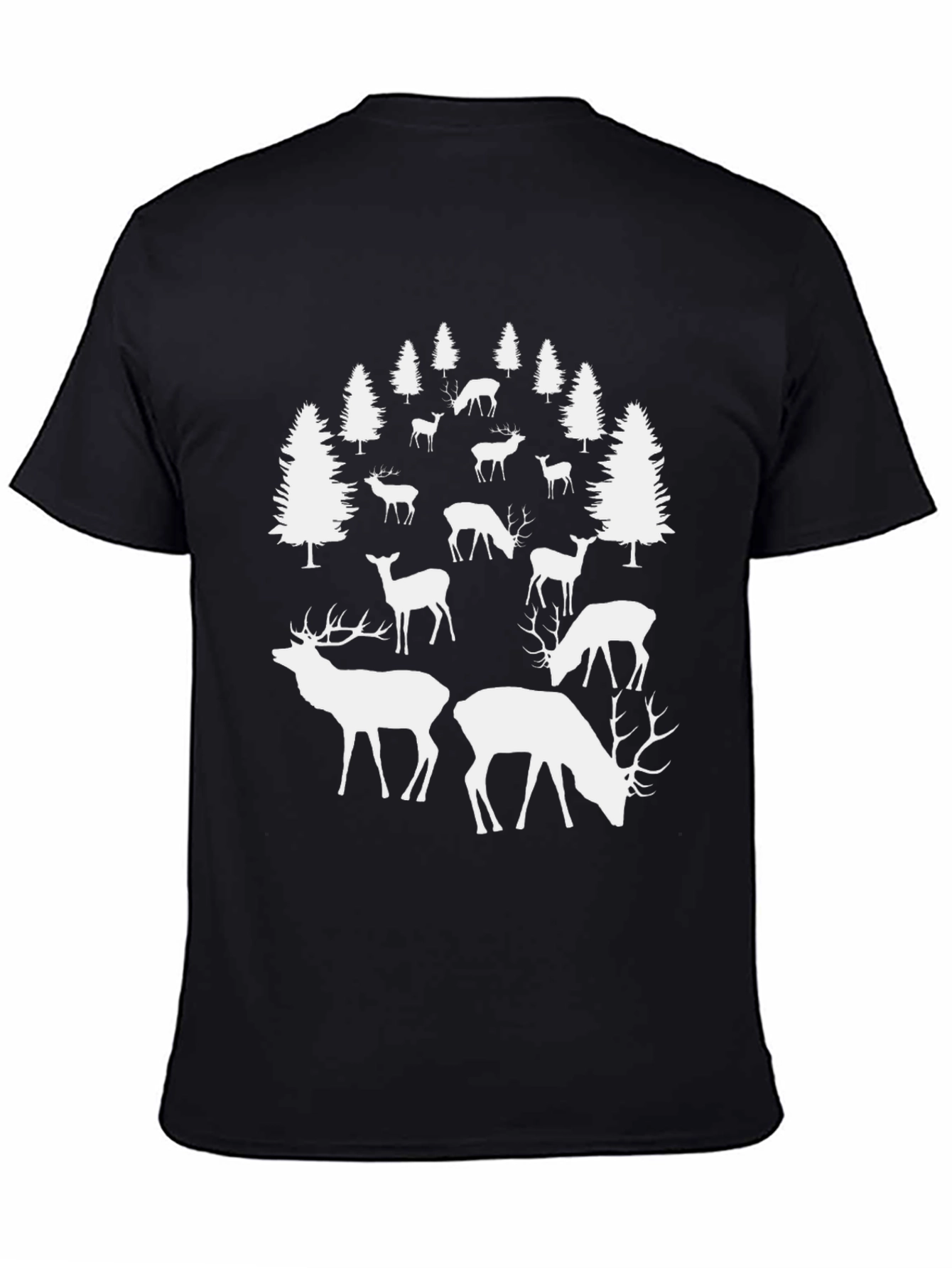 Deer Forest Graphic Tee - Black Casual Shirt
