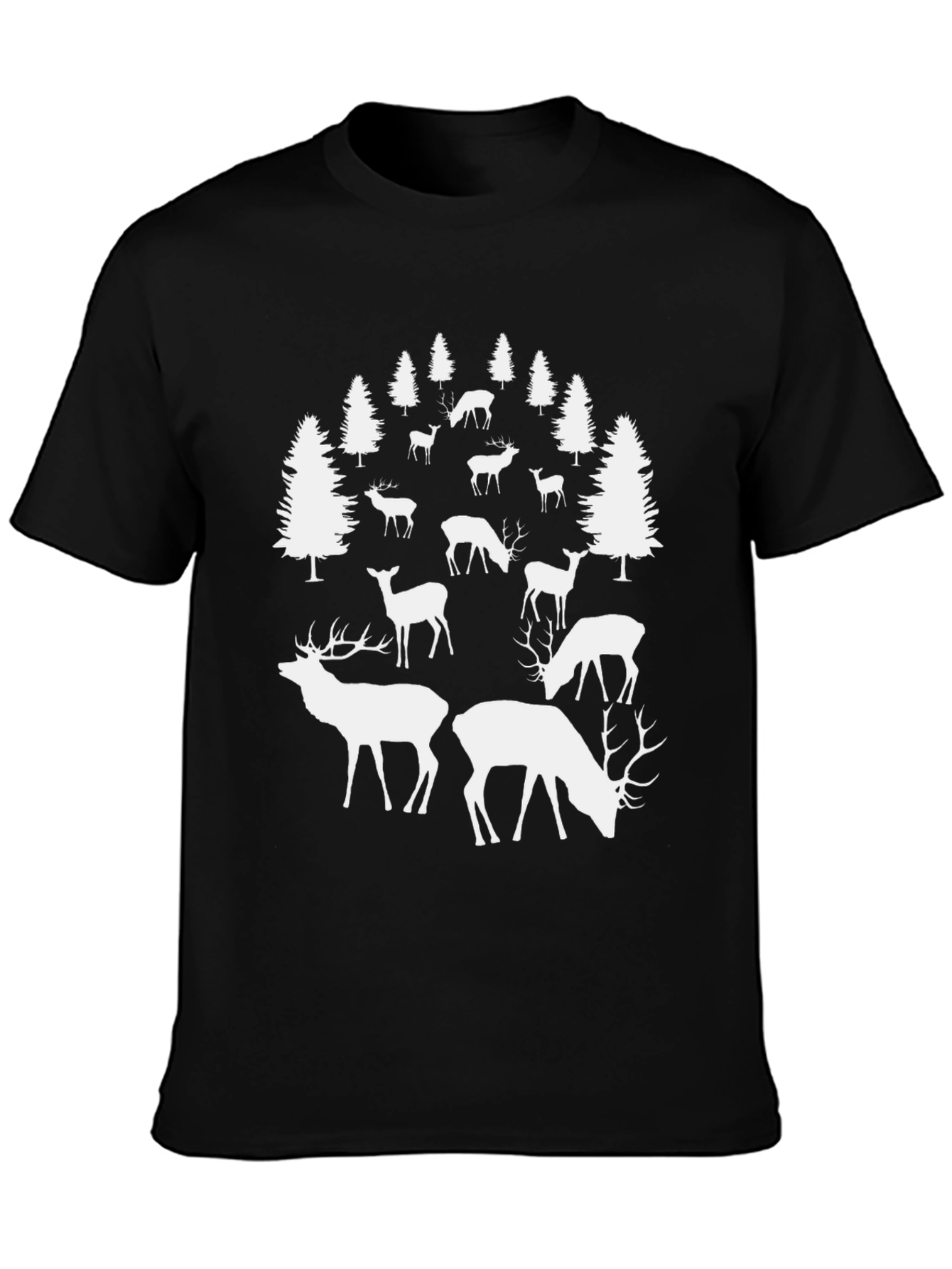 Deer Forest Graphic Tee - Black Casual Shirt