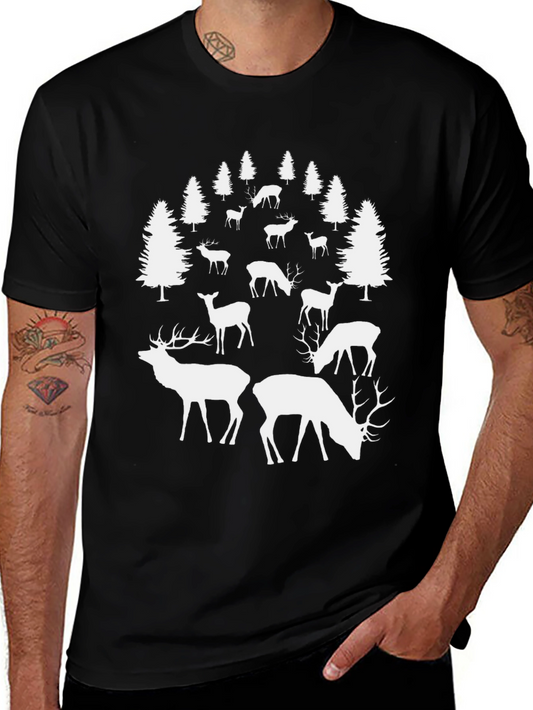 Deer Forest Graphic Tee - Black Casual Shirt