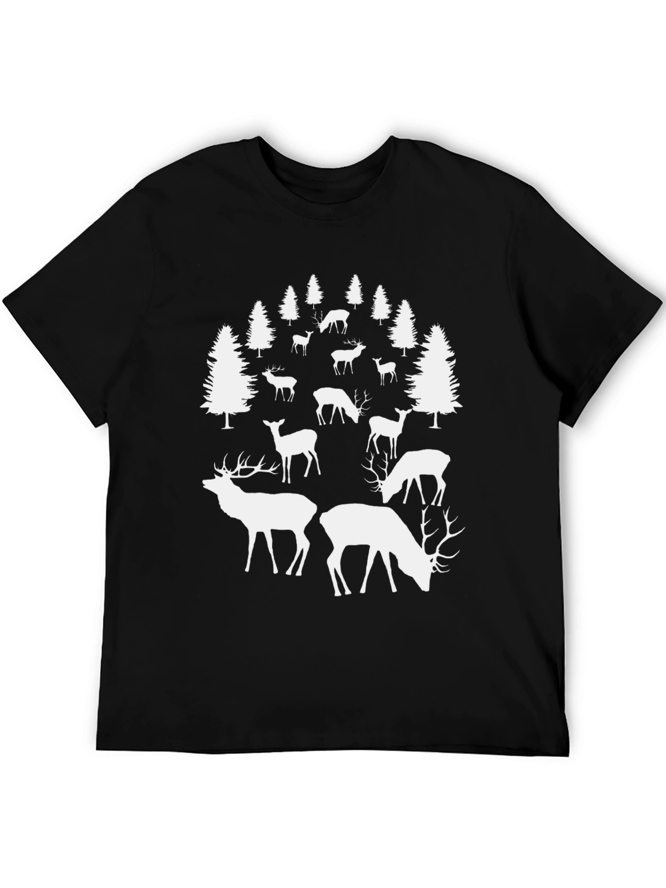 Deer Forest Graphic Tee - Black Casual Shirt