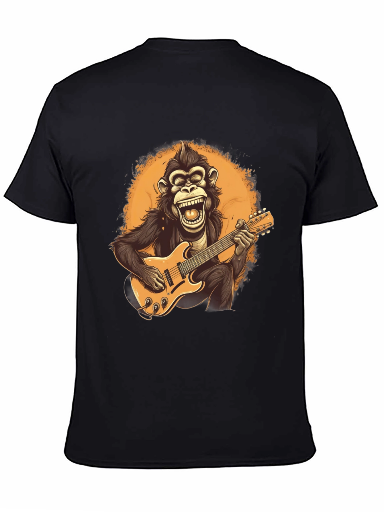 Monkey Guitarist Graphic Tee - Black T-Shirt