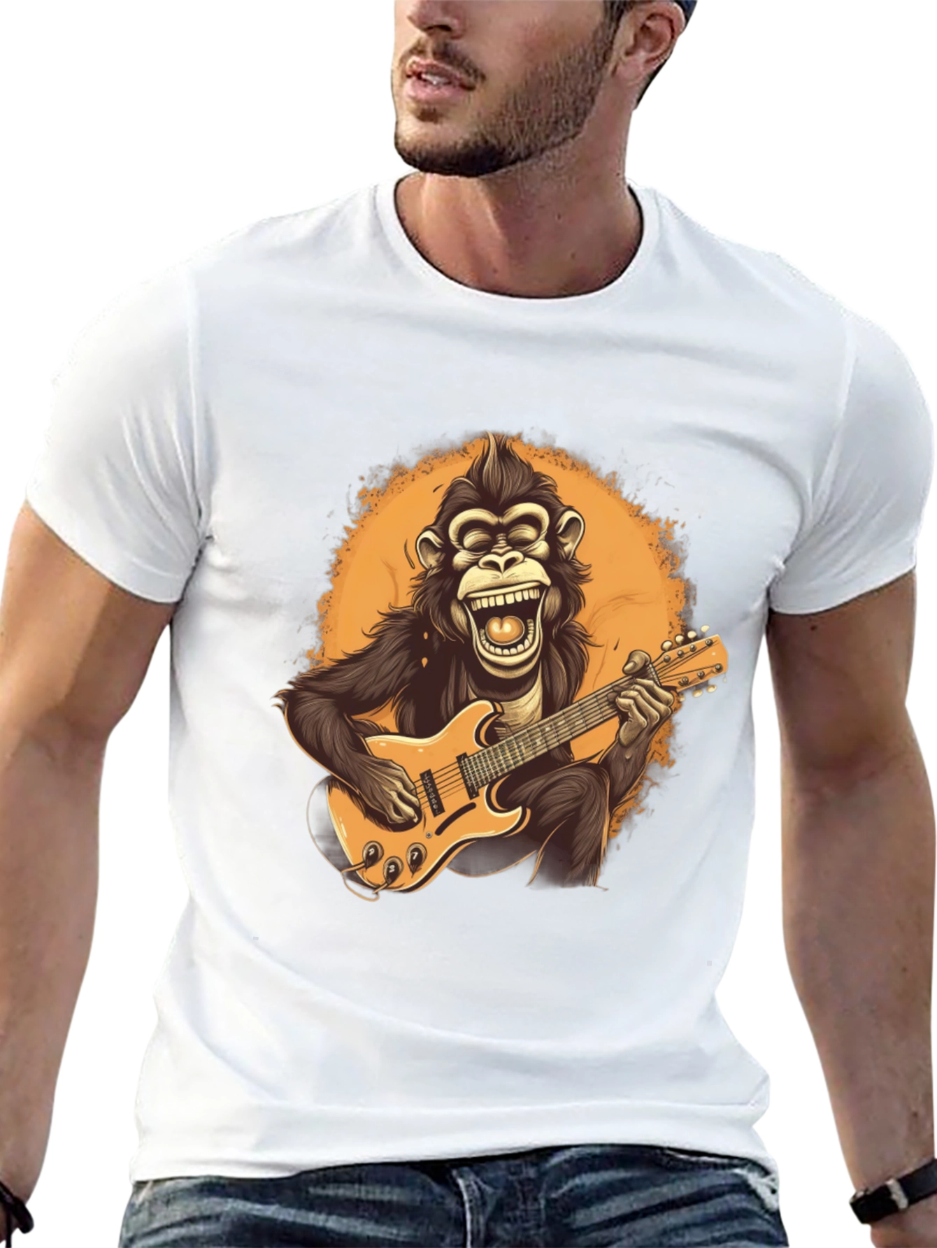 Monkey Guitarist Graphic Tee - Black T-Shirt