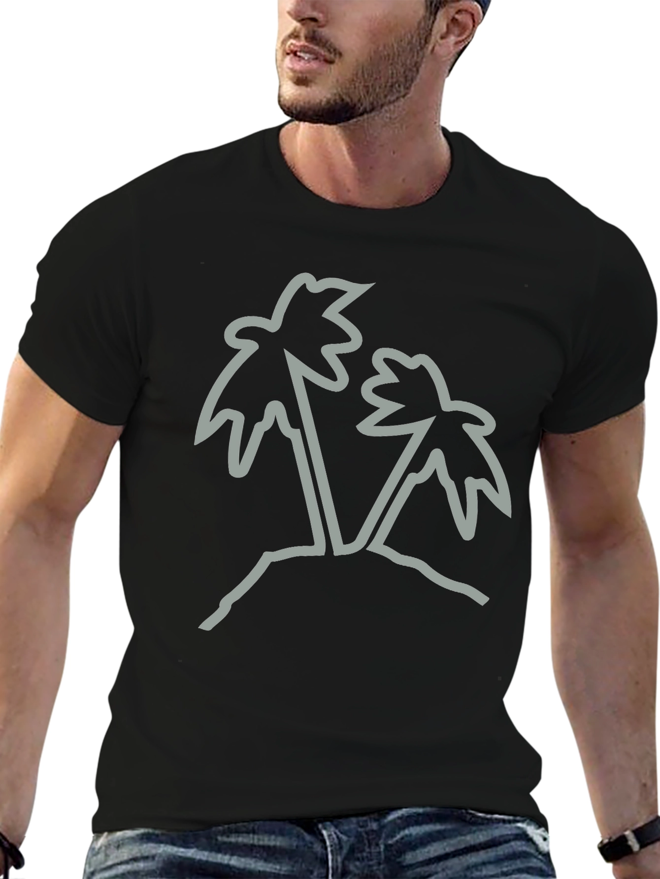 Palm Tree Graphic Tee - Black