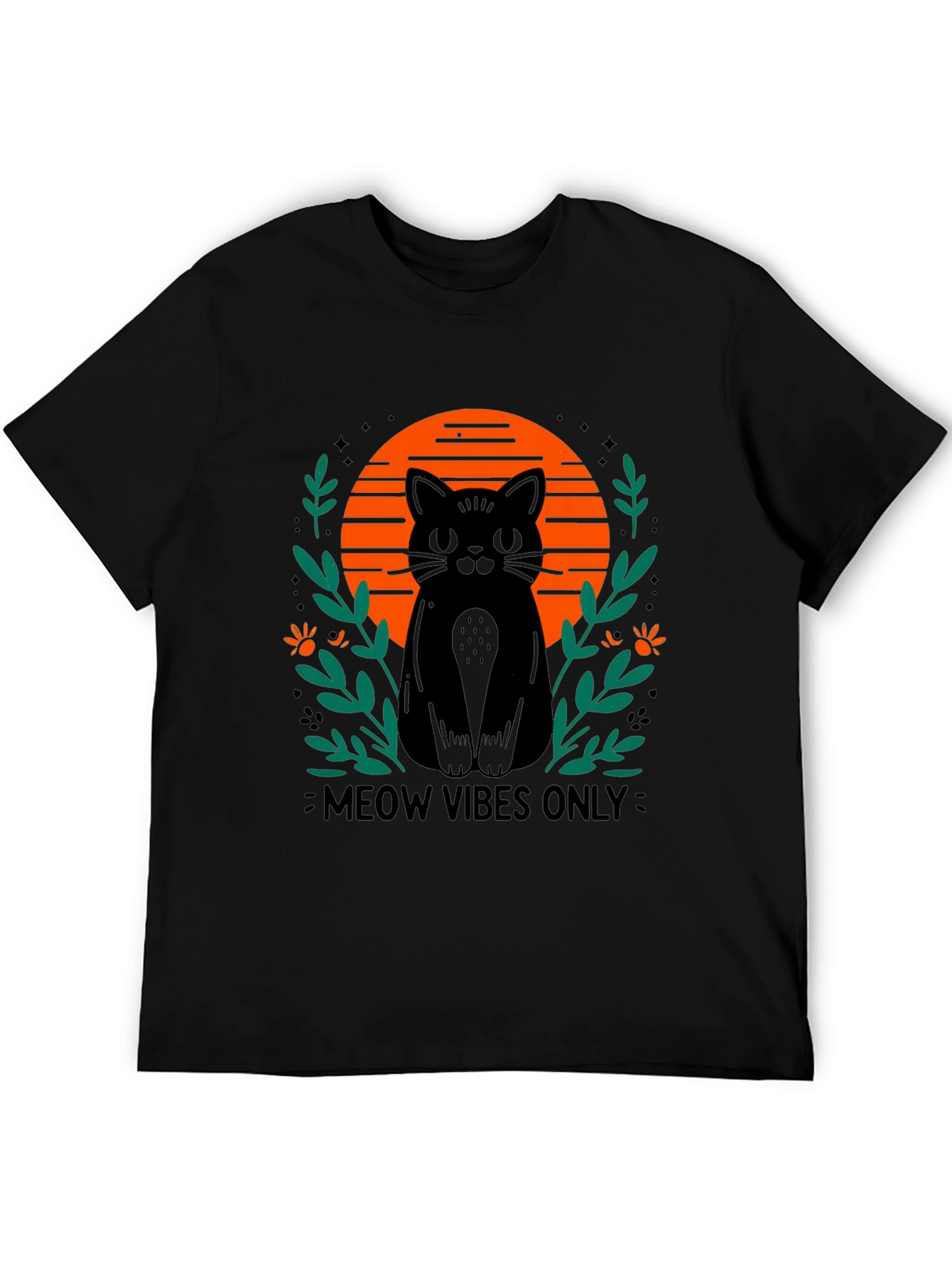 Meow Vibes Only Cat Graphic T-Shirt