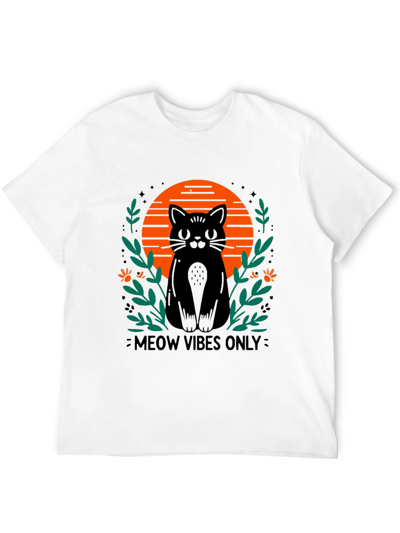 Meow Vibes Only Cat Graphic T-Shirt