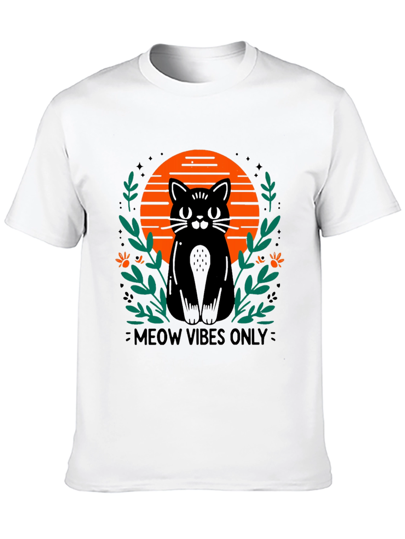 Meow Vibes Only Cat Graphic T-Shirt