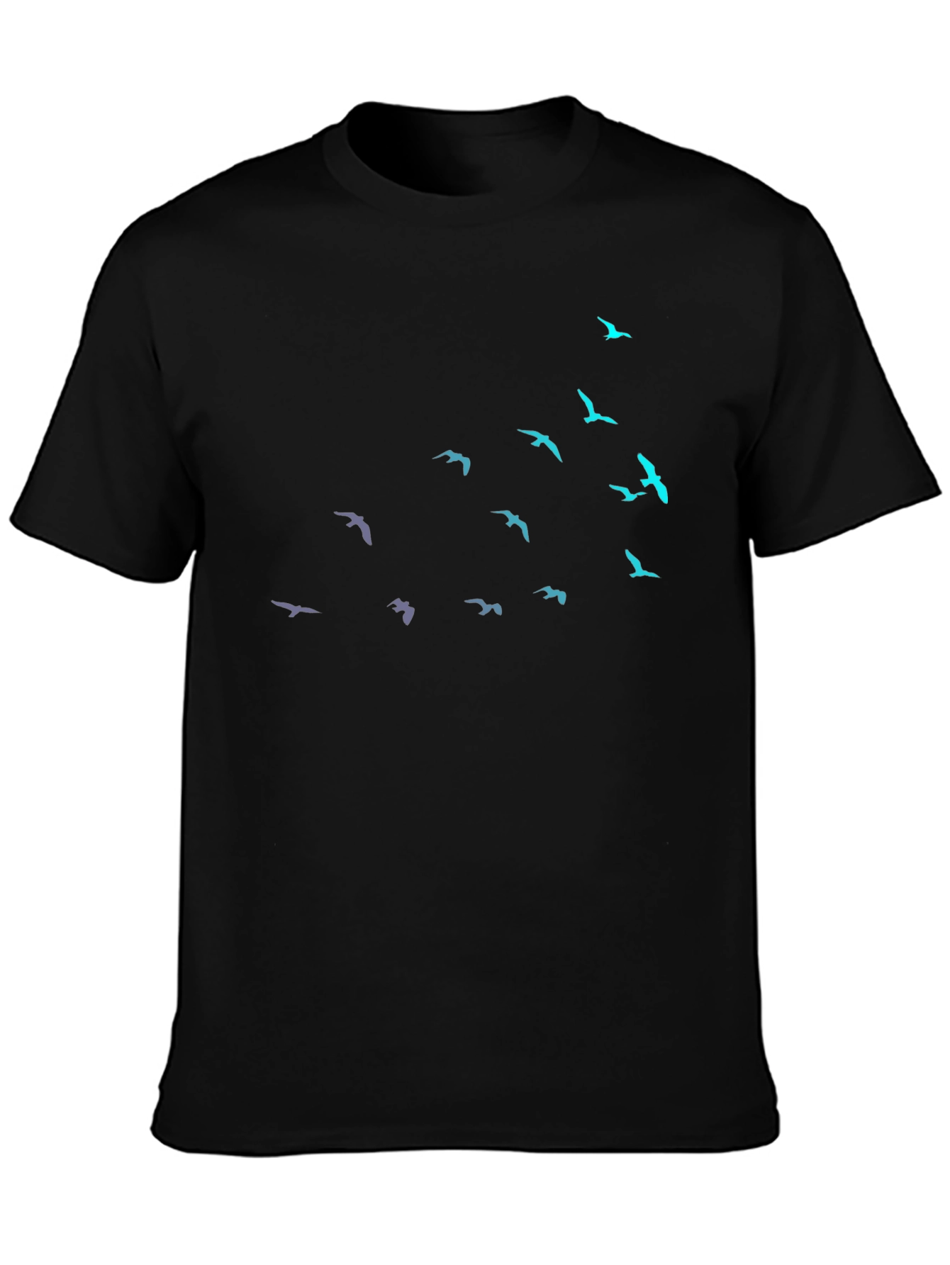Black T-Shirt with Bird Silhouette Design