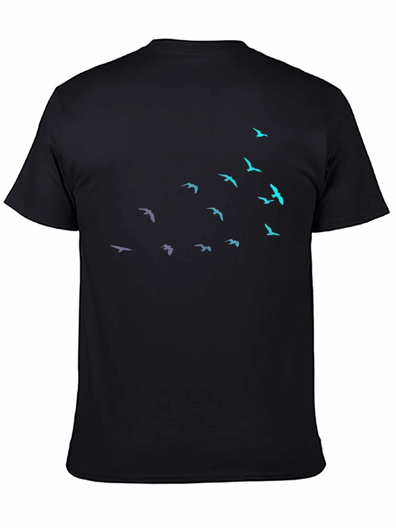 Black T-Shirt with Bird Silhouette Design