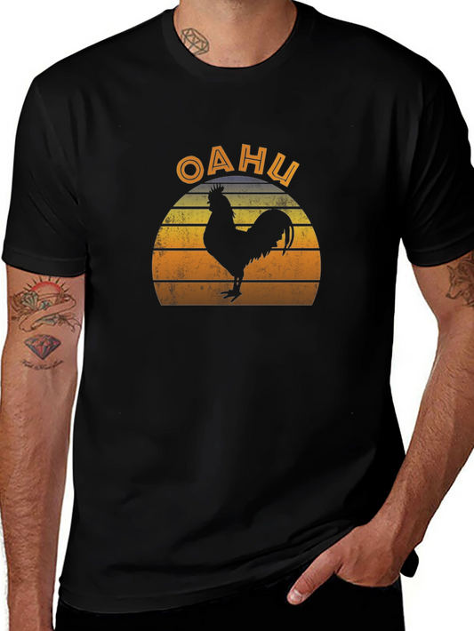Oahu Rooster Retro T-Shirt - Island Vibes