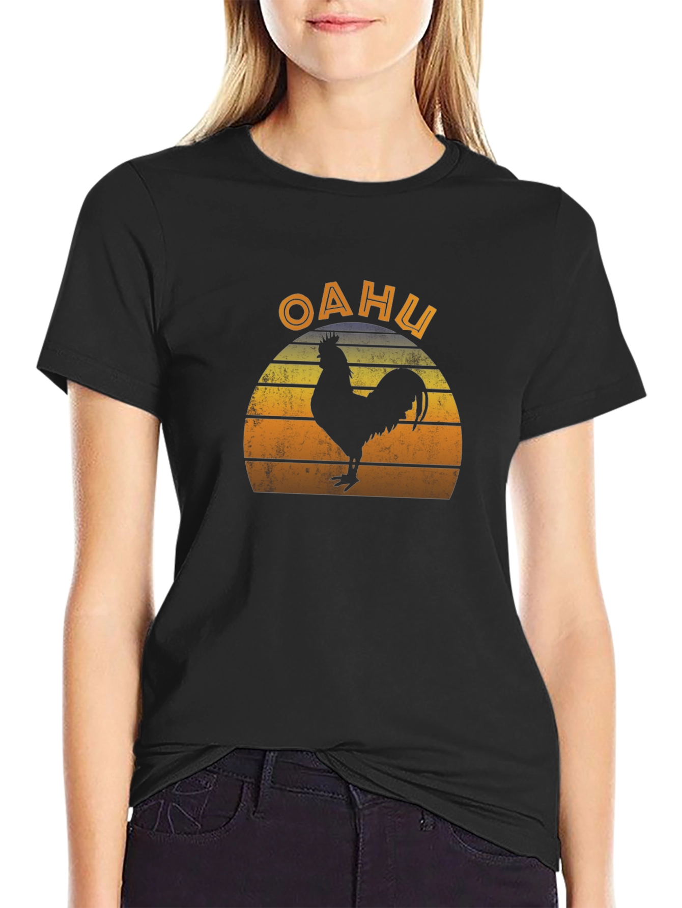 Oahu Rooster Retro T-Shirt - Island Vibes