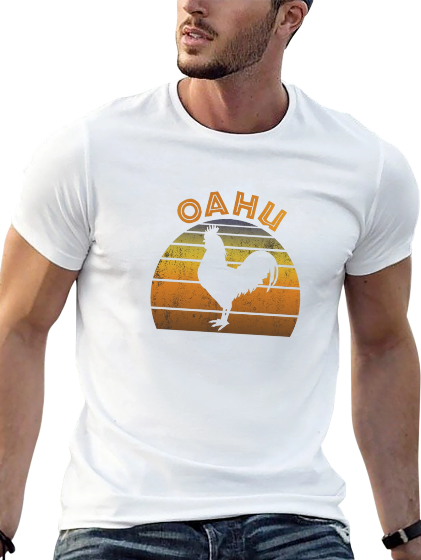 Oahu Rooster Retro T-Shirt - Island Vibes