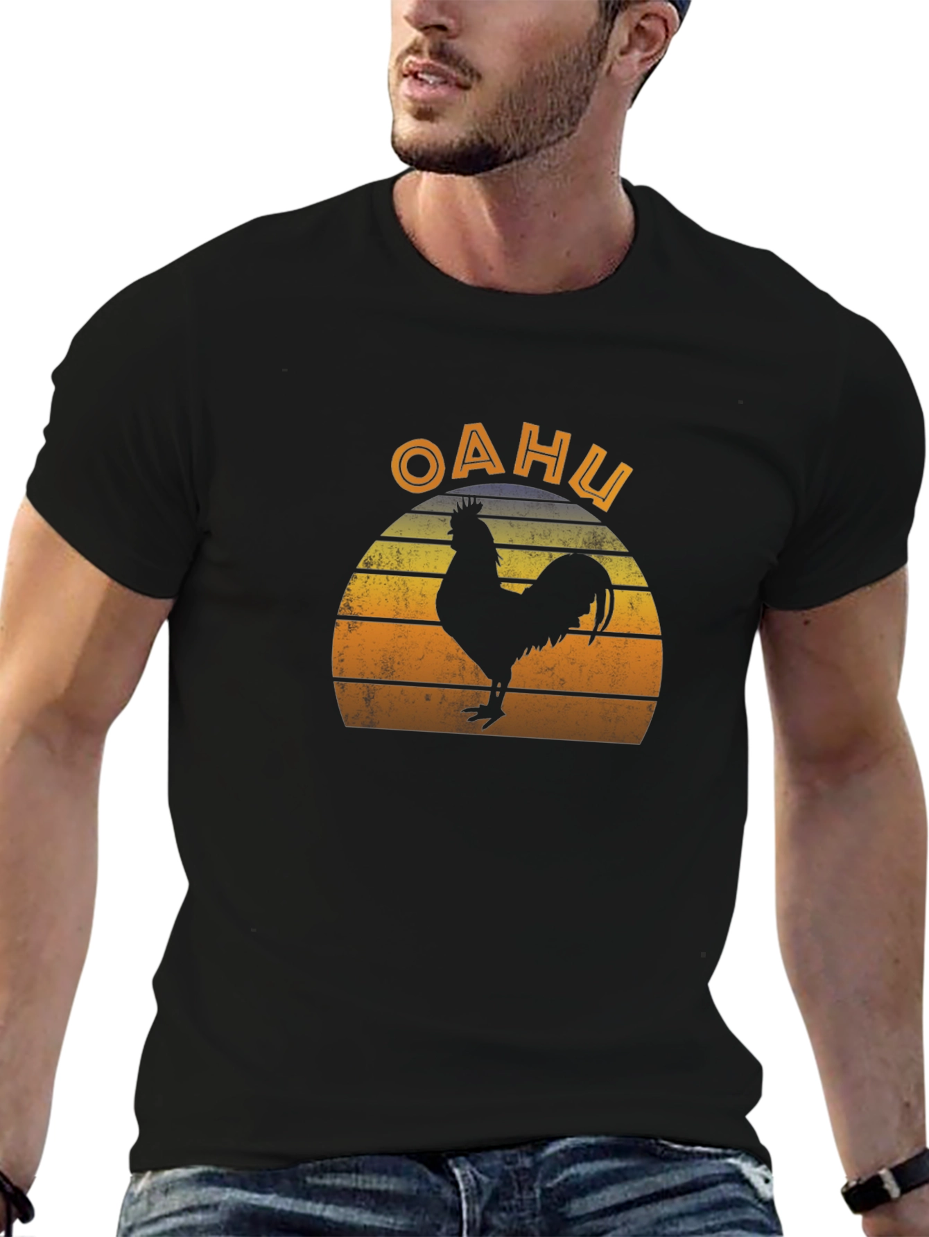 Oahu Rooster Retro T-Shirt - Island Vibes