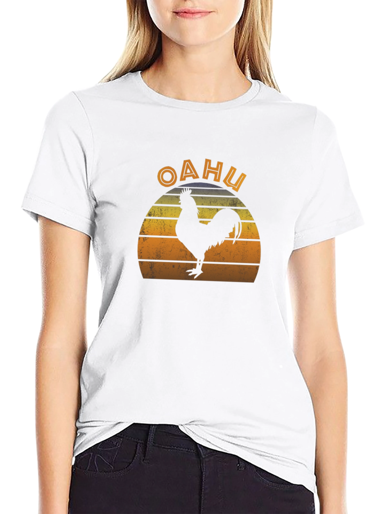 Oahu Rooster Retro T-Shirt - Island Vibes