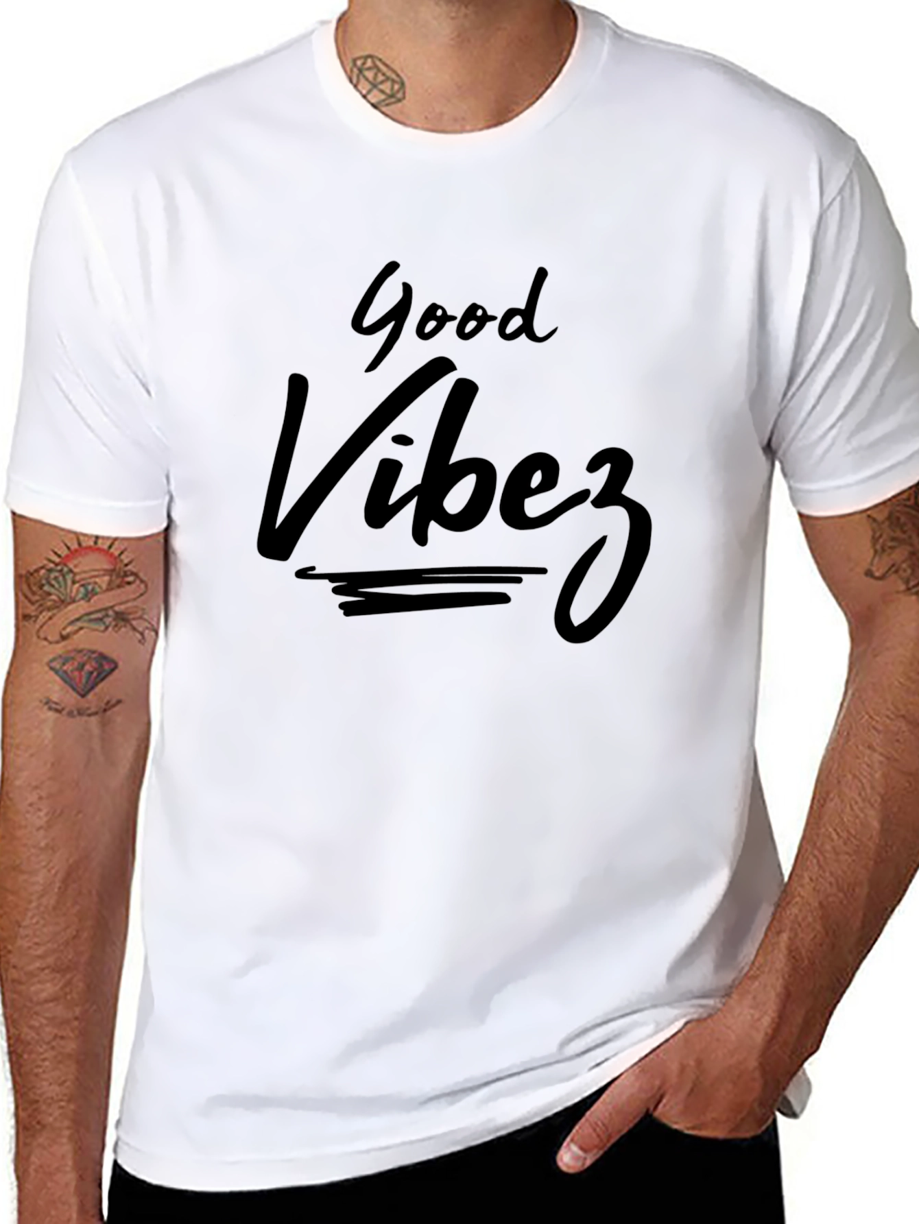 Good Vibez Black Graphic Tee Casual Style