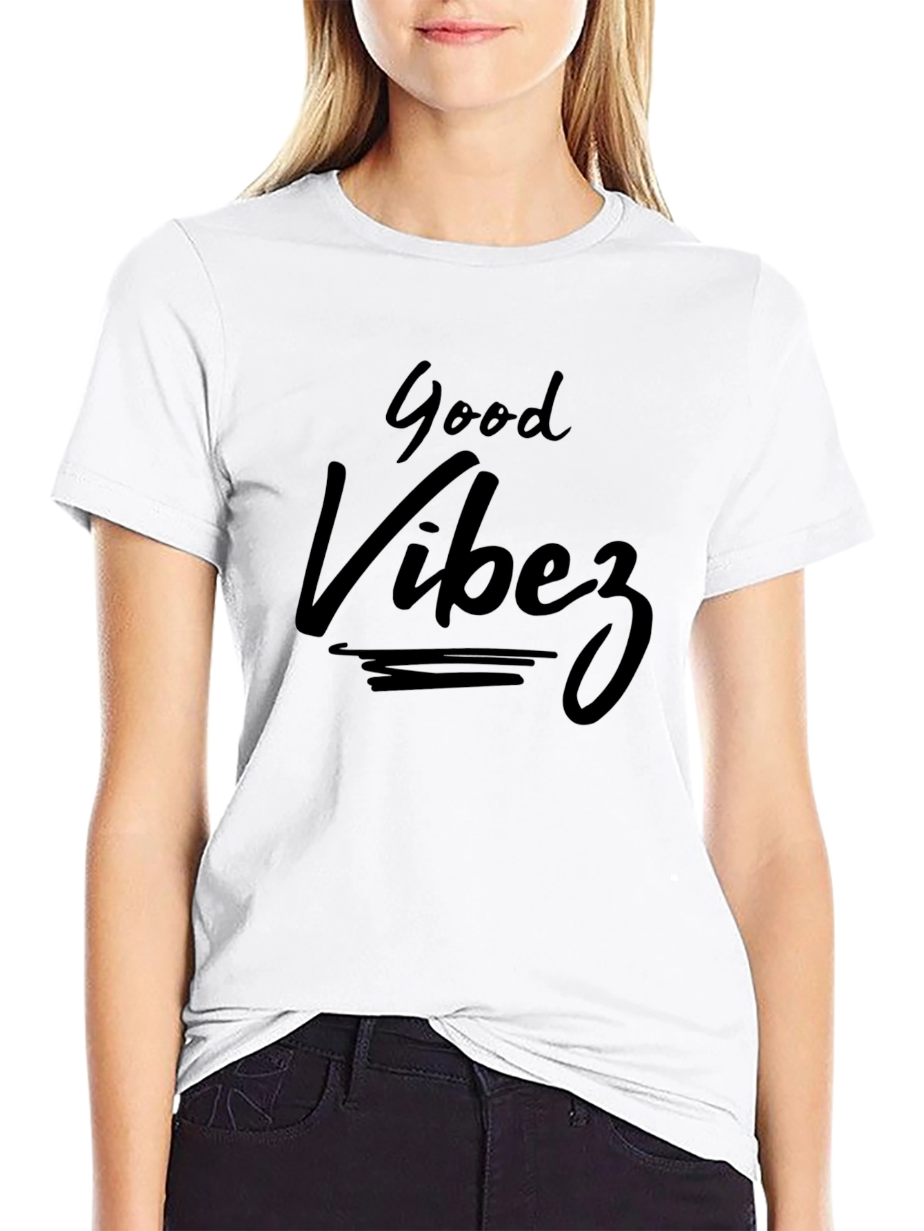 Good Vibez Black Graphic Tee Casual Style