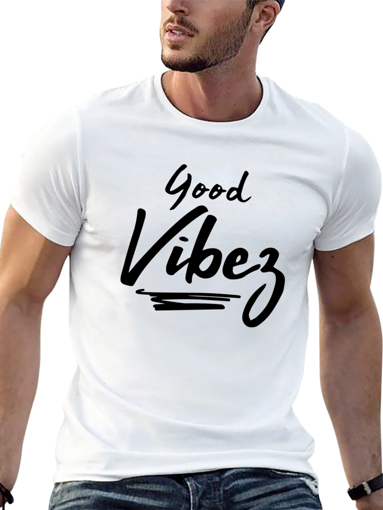 Good Vibez Black Graphic Tee Casual Style