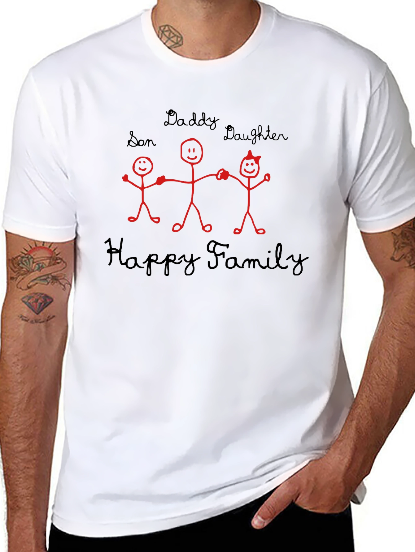Happy Family T-Shirt - Dad Son Daughter Graphic Tee
