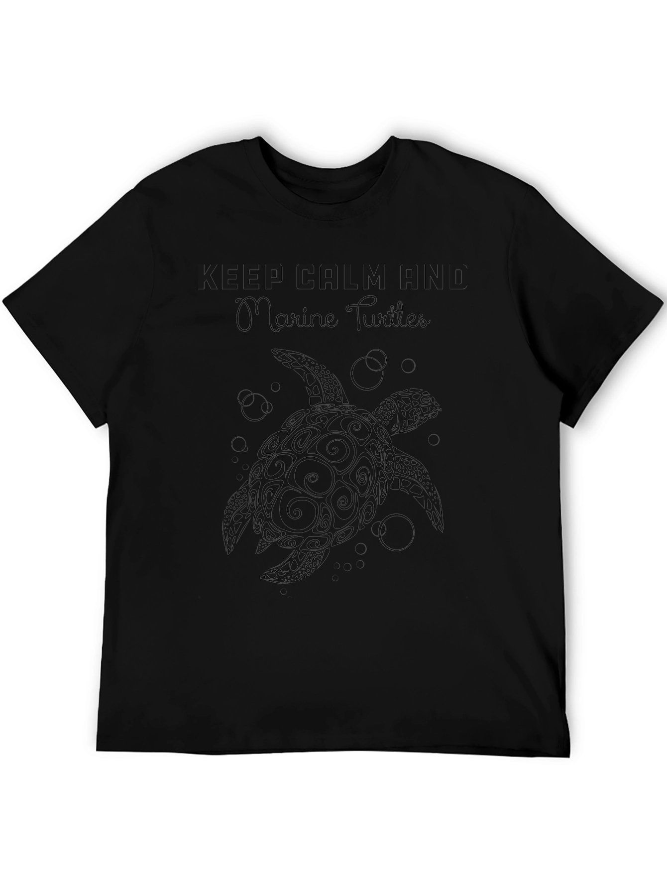 Keep Calm Marine Turtles Black T-Shirt
