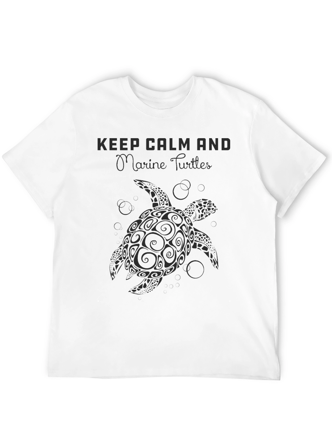 Keep Calm Marine Turtles Black T-Shirt