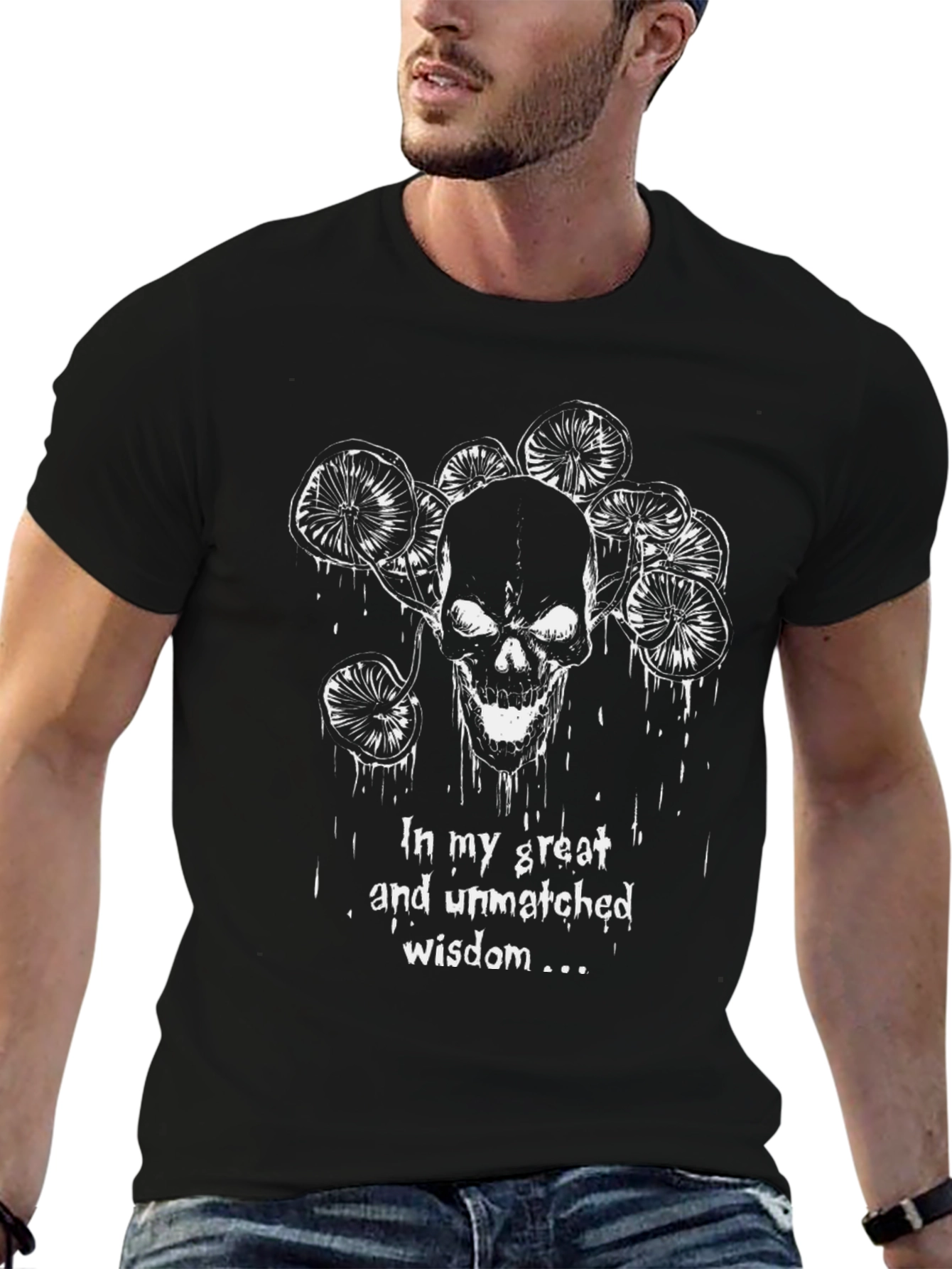Skull & Mushroom Graphic Tee - Unmatched Wisdom T-Shirt