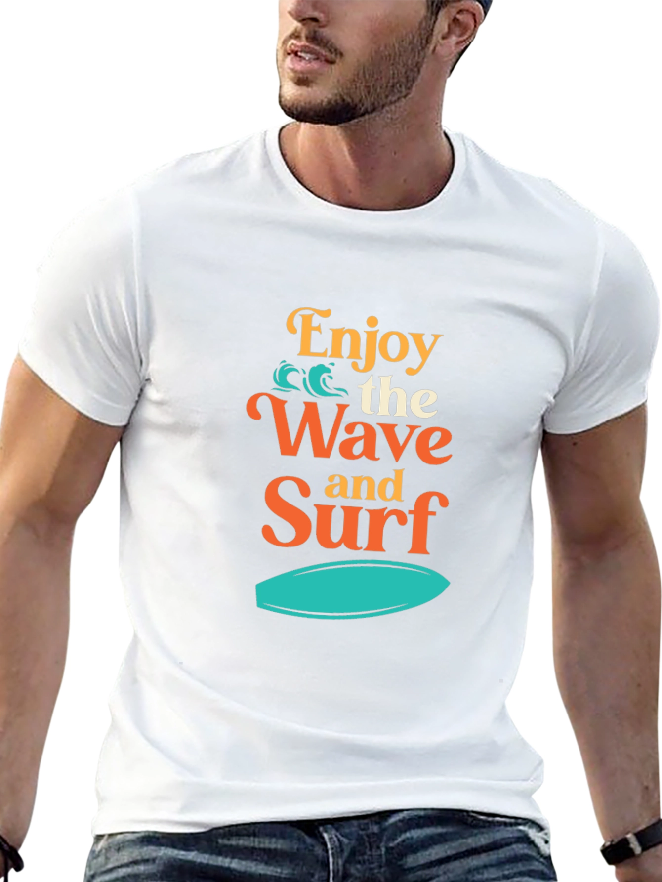 Enjoy the Wave and Surf Black T-Shirt