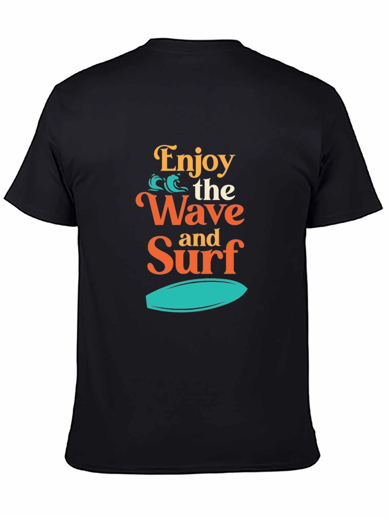 Enjoy the Wave and Surf Black T-Shirt
