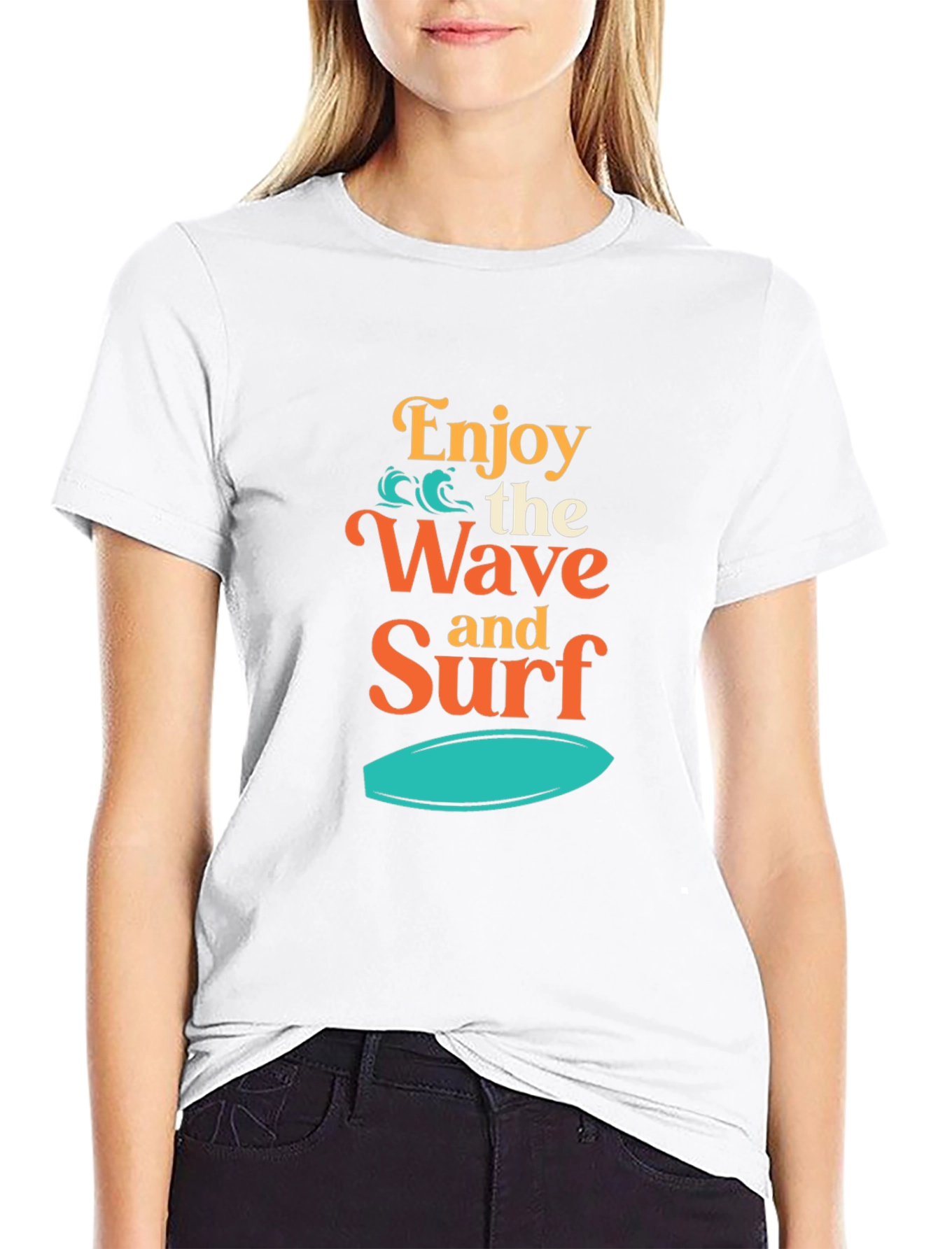 Enjoy the Wave and Surf Black T-Shirt