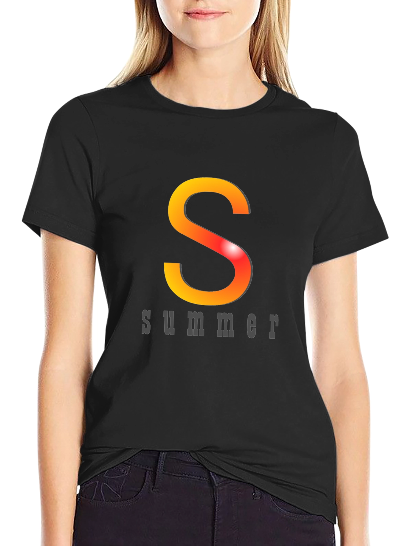 Summer Vibes Graphic Tee - Black Cotton T-Shirt
