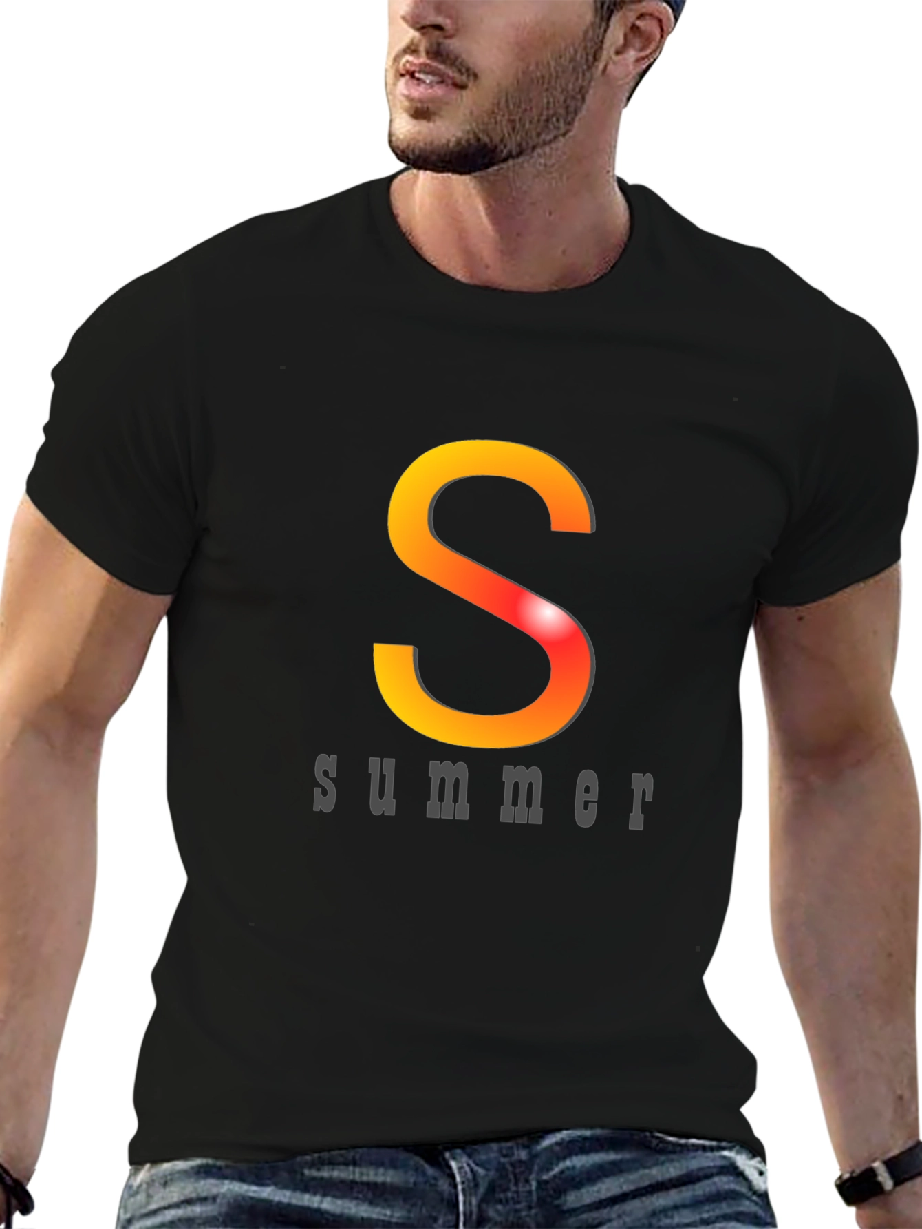 Summer Vibes Graphic Tee - Black Cotton T-Shirt