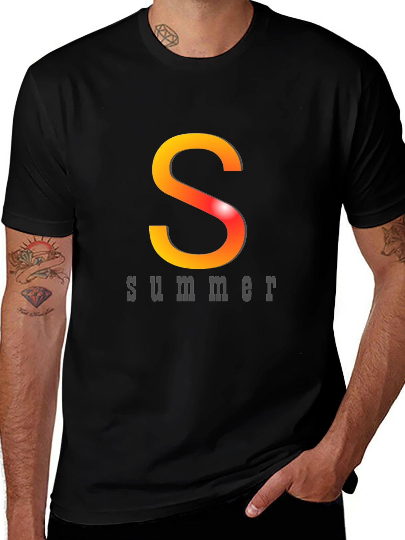 Summer Vibes Graphic Tee - Black Cotton T-Shirt
