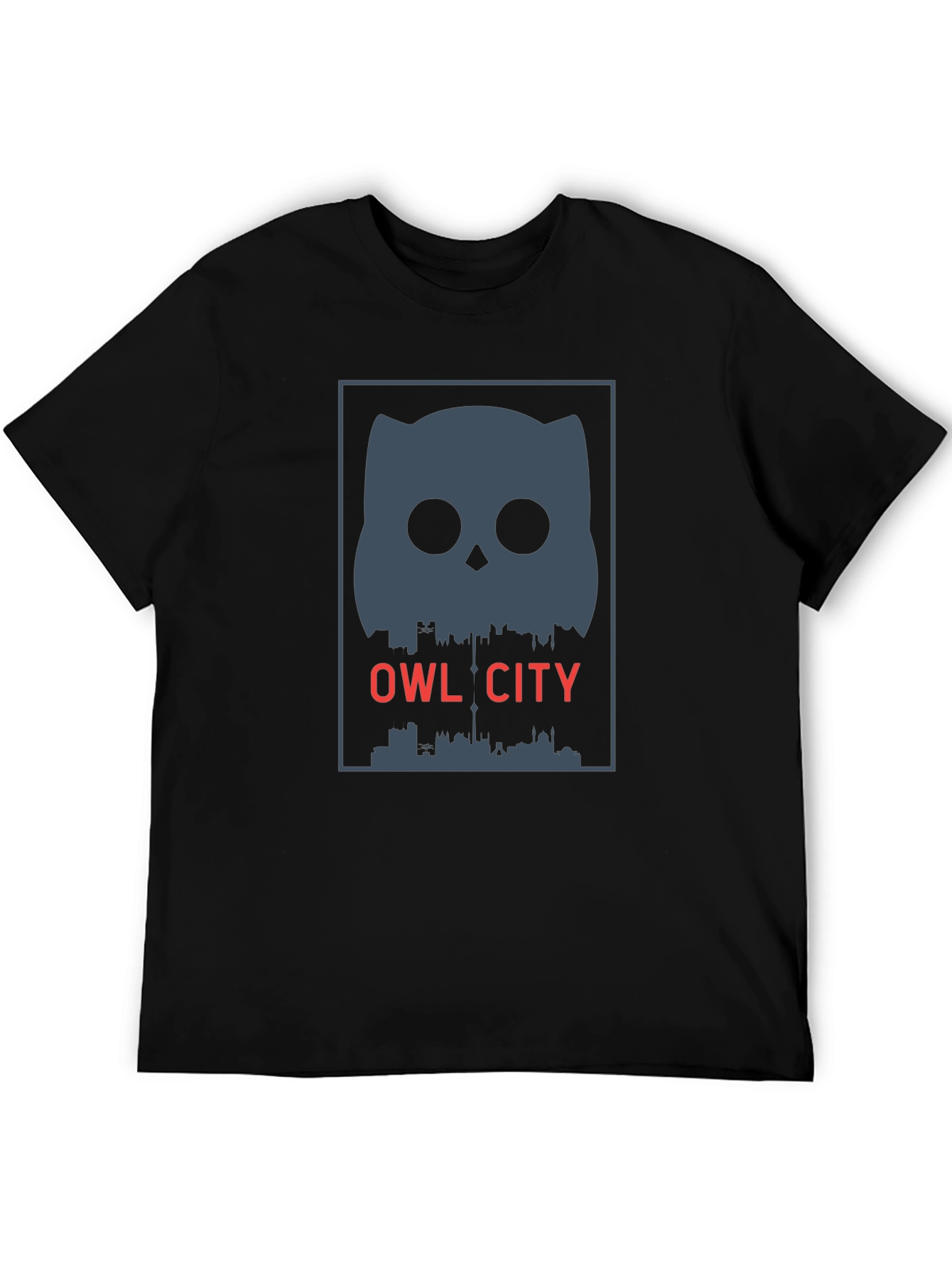 Owl City Graphic Print Black T-Shirt
